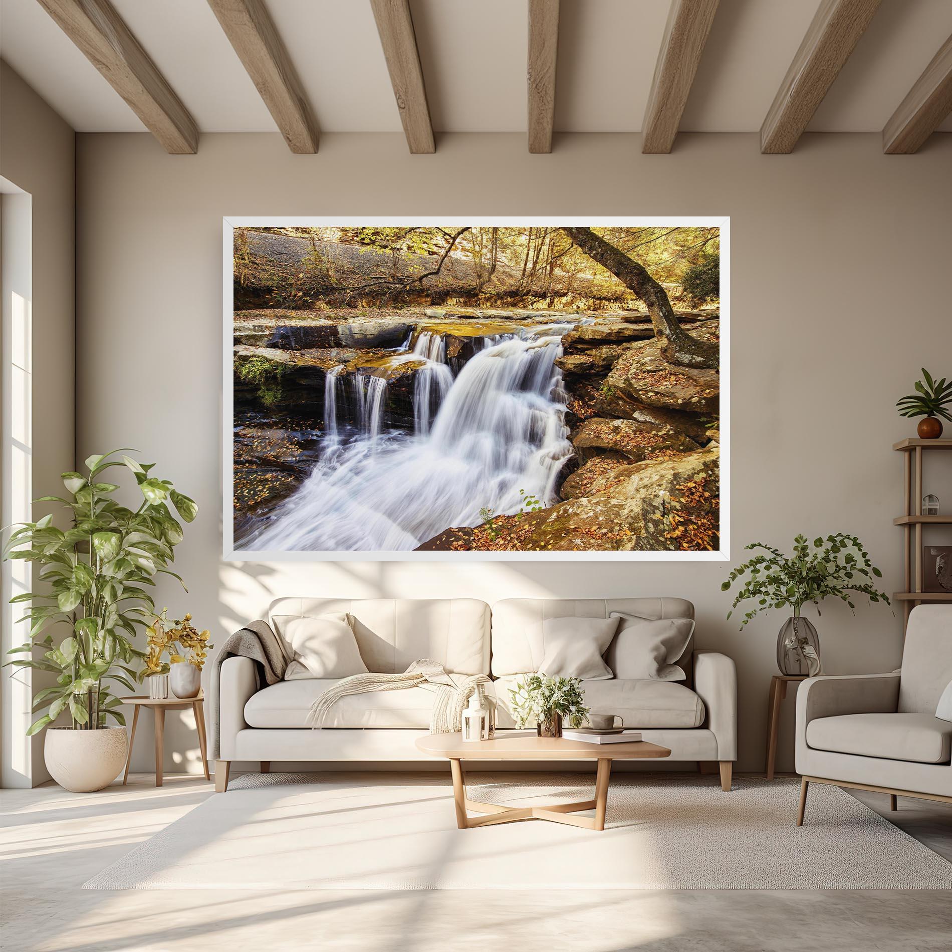 Tablou Canvas Pretty Autumn Waterfall mockup 6