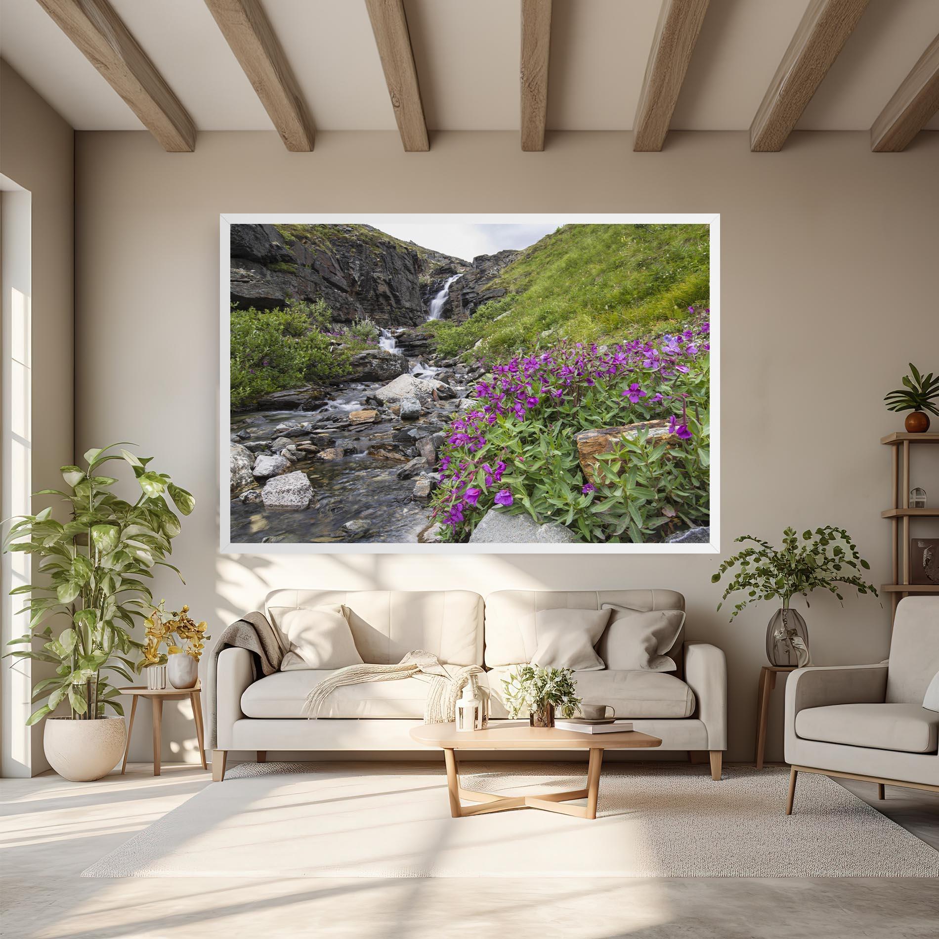 Tablou Canvas Purple Flowers Waterfall mockup 6