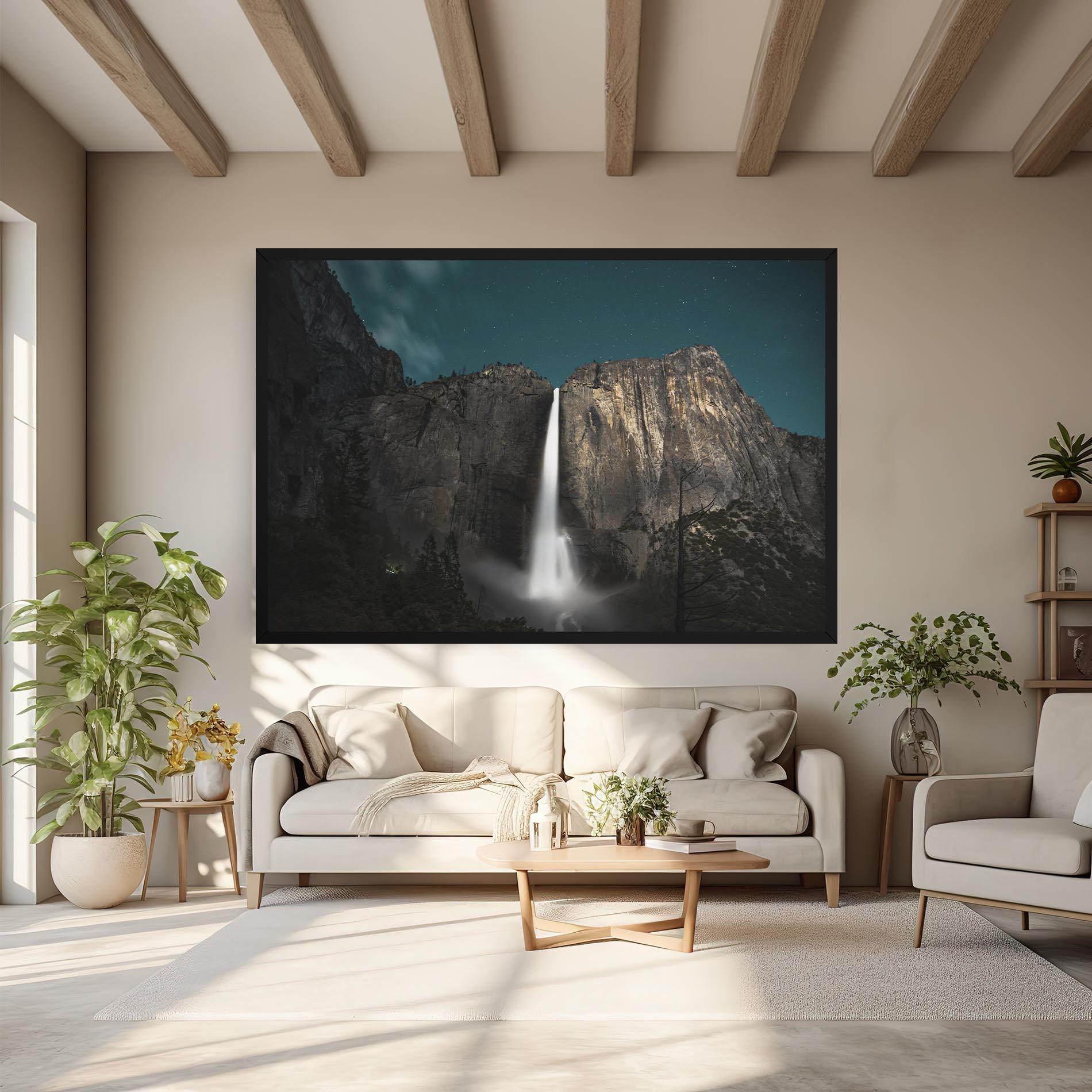 Tablou Canvas Dark Blue Sky Waterfall mockup 6