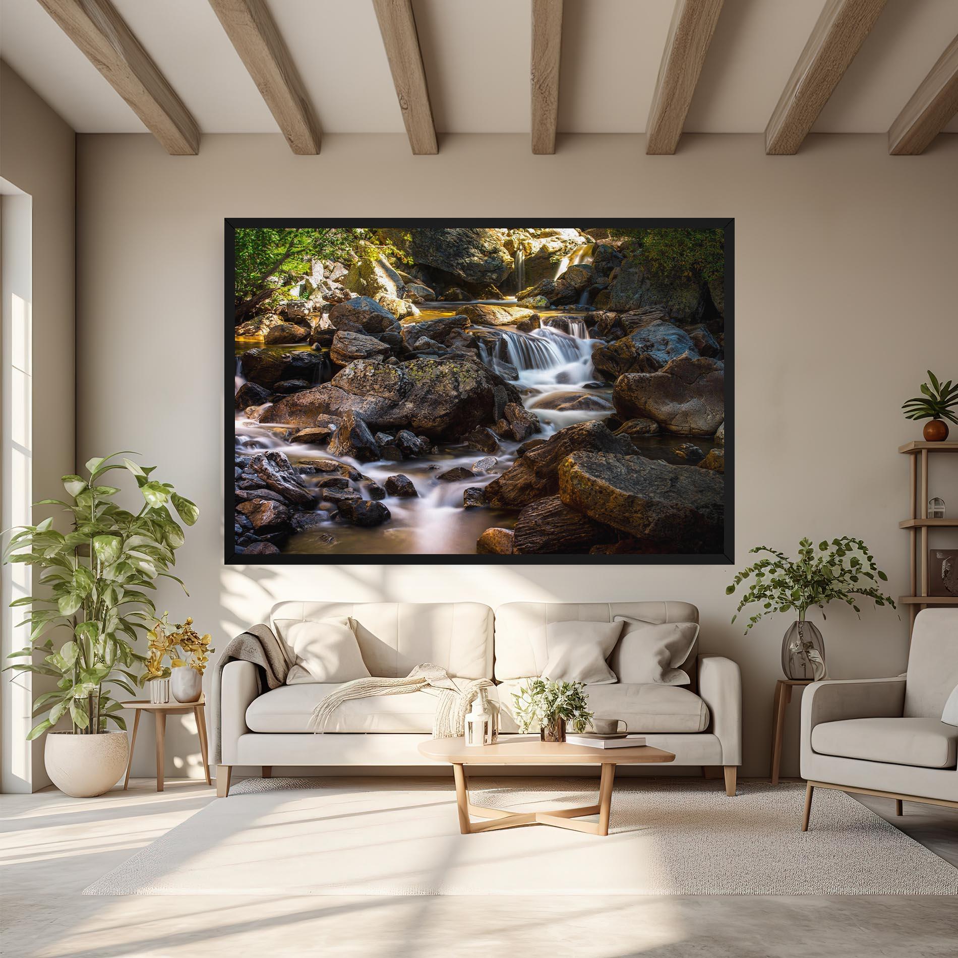 Tablou Canvas Nature Rocks Waterfall mockup 6