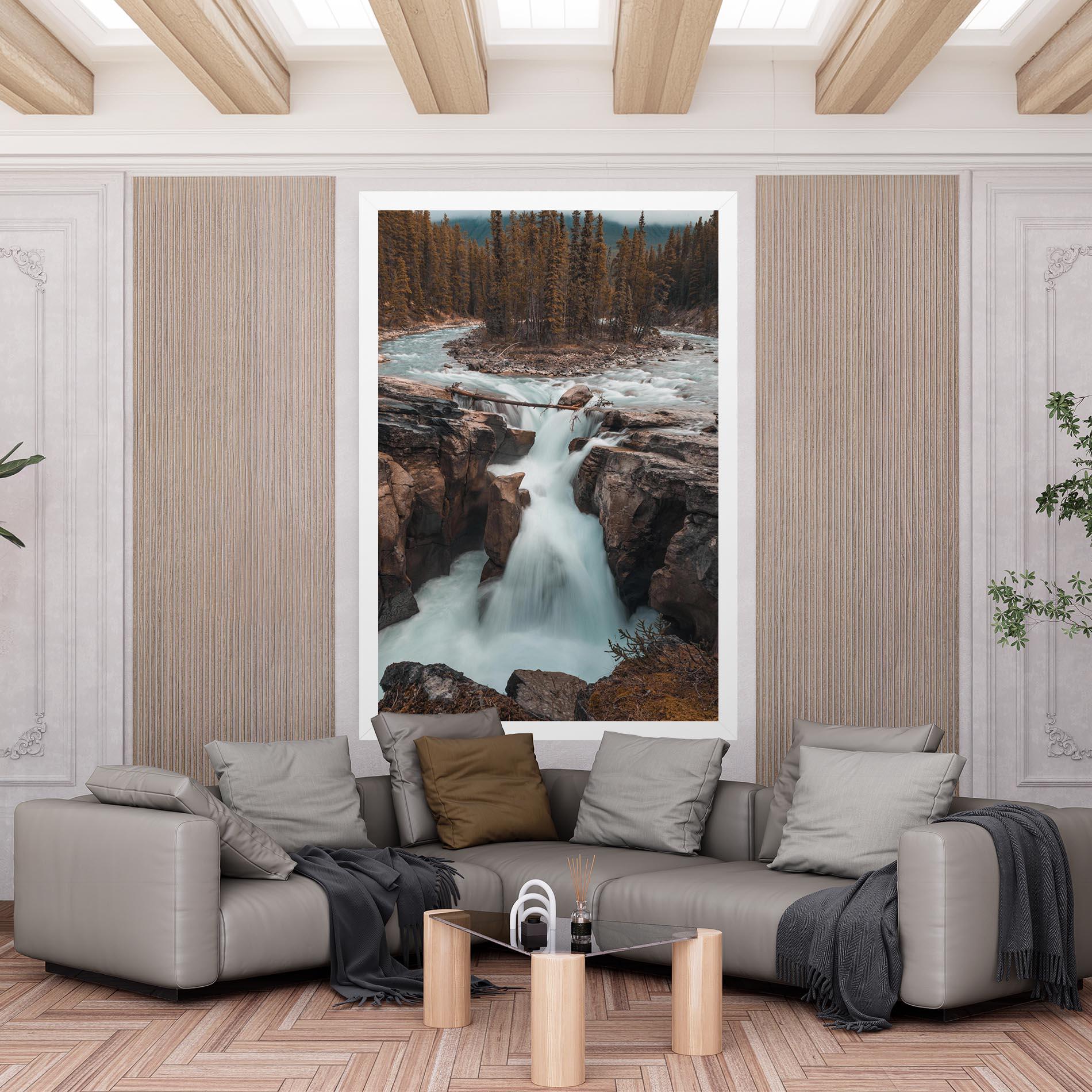 Tablou Canvas Orange Trees Waterfall mockup 6