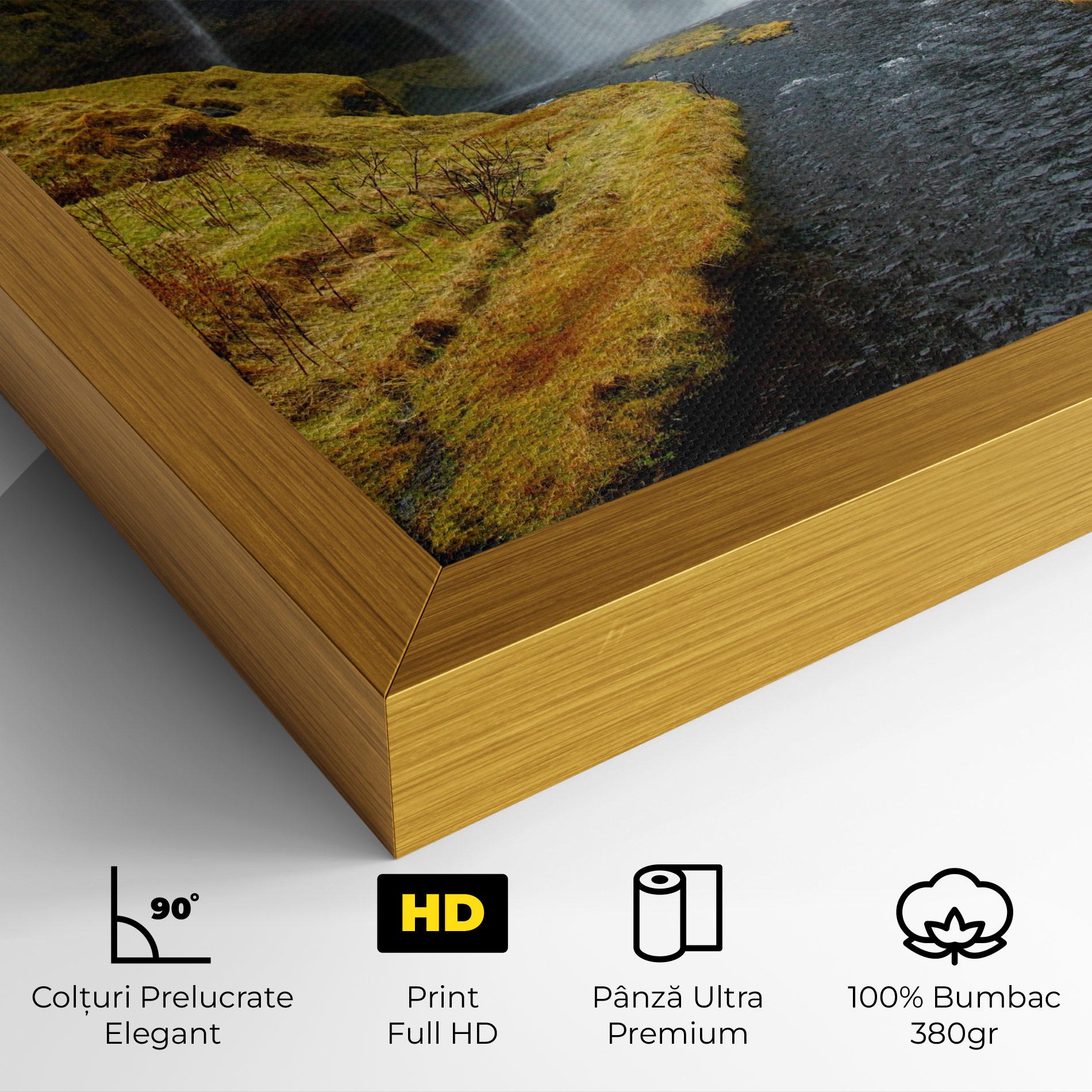 Tablou Canvas Yellow Grass Waterfall mockup 4