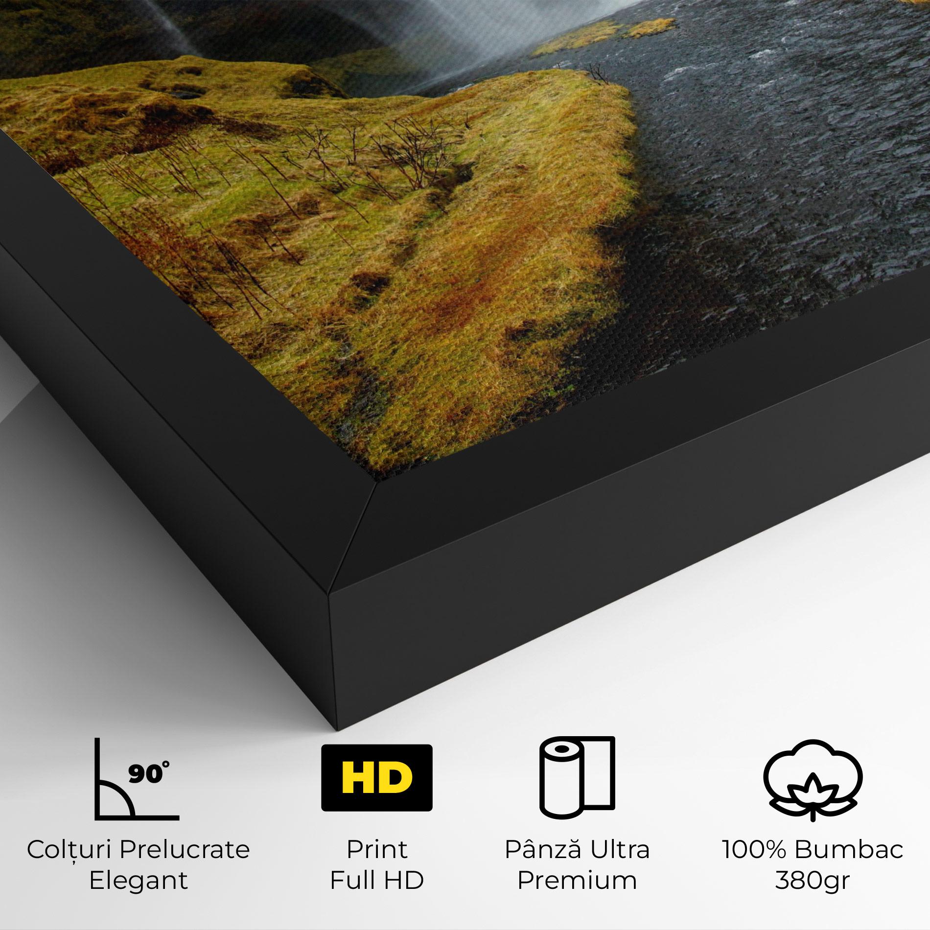 Tablou Canvas Yellow Grass Waterfall mockup 4