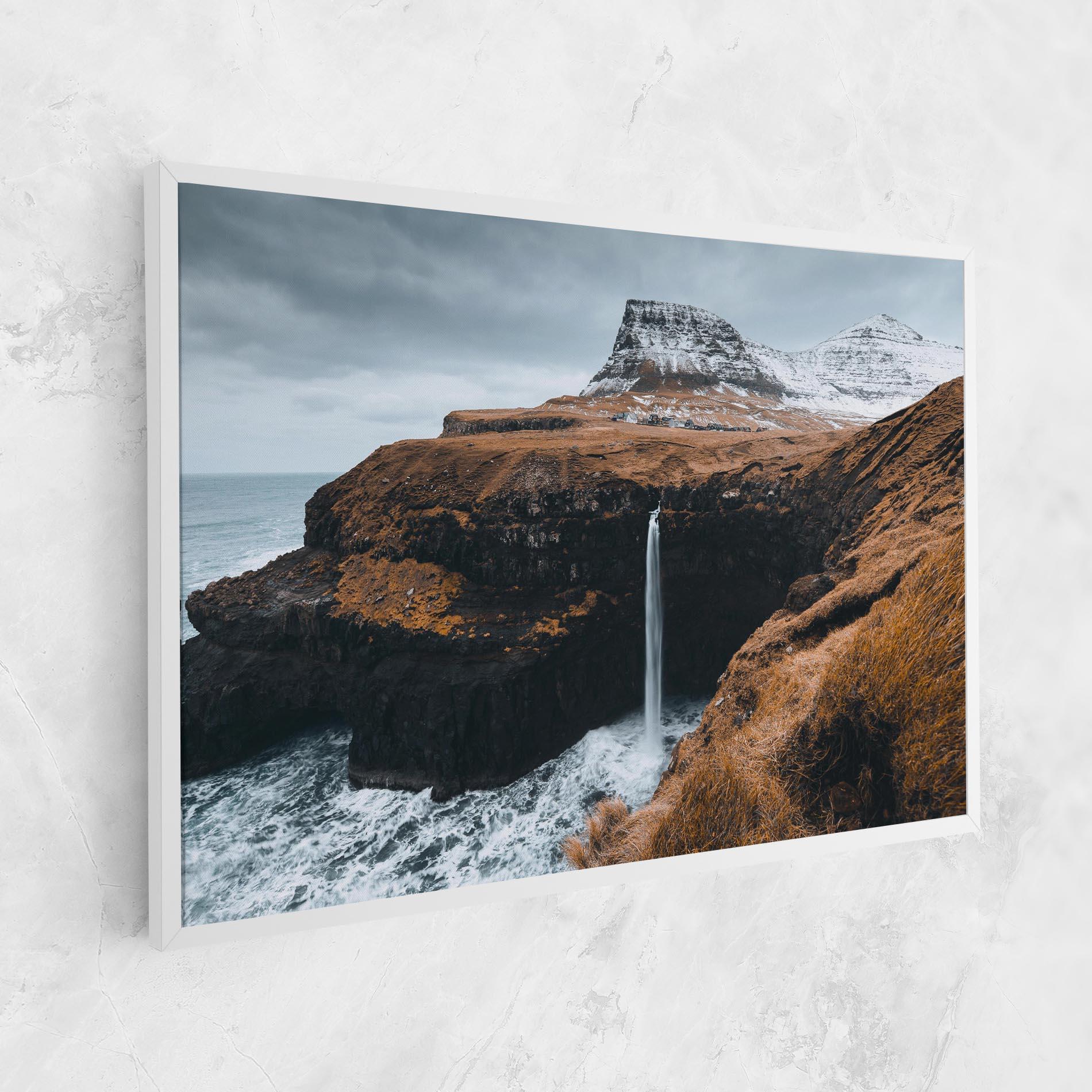 Tablou Canvas Black Houses Waterfall mockup 1
