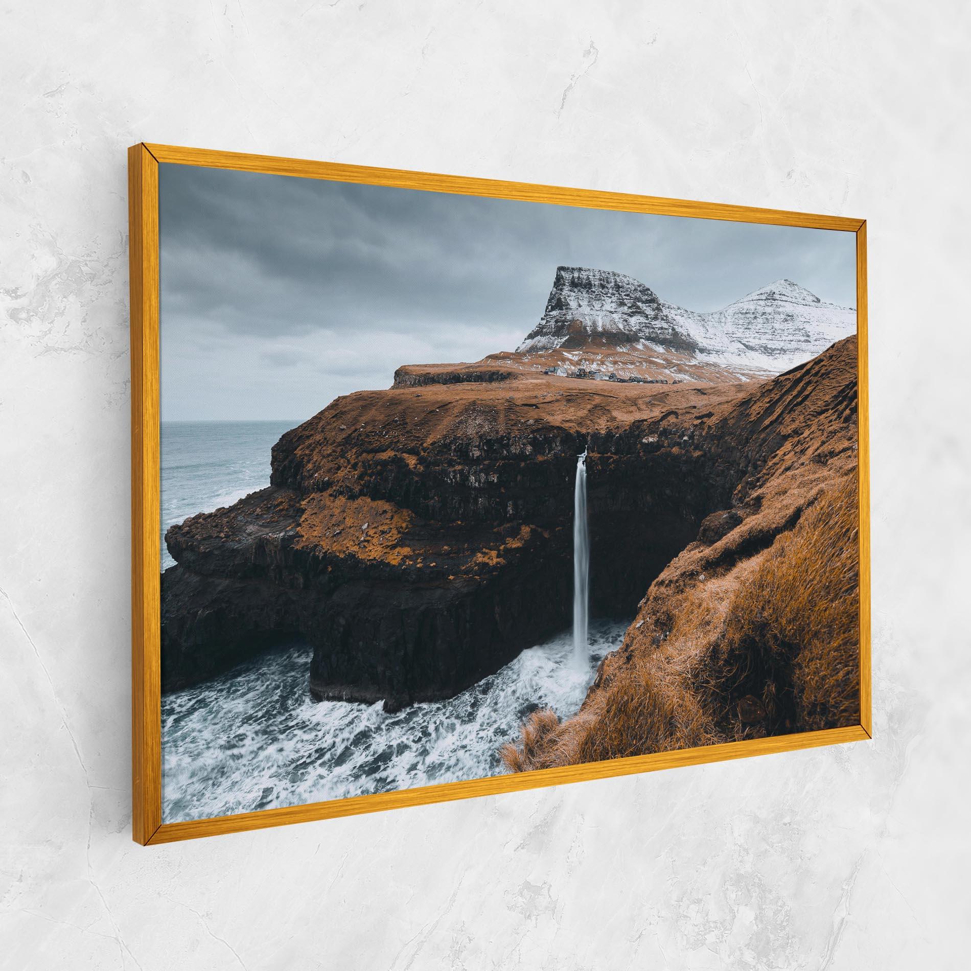Tablou Canvas Black Houses Waterfall mockup 1