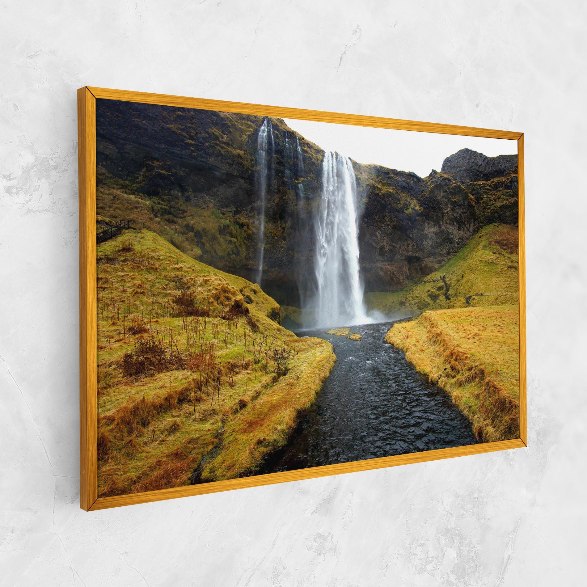 Tablou Canvas Yellow Grass Waterfall mockup 1