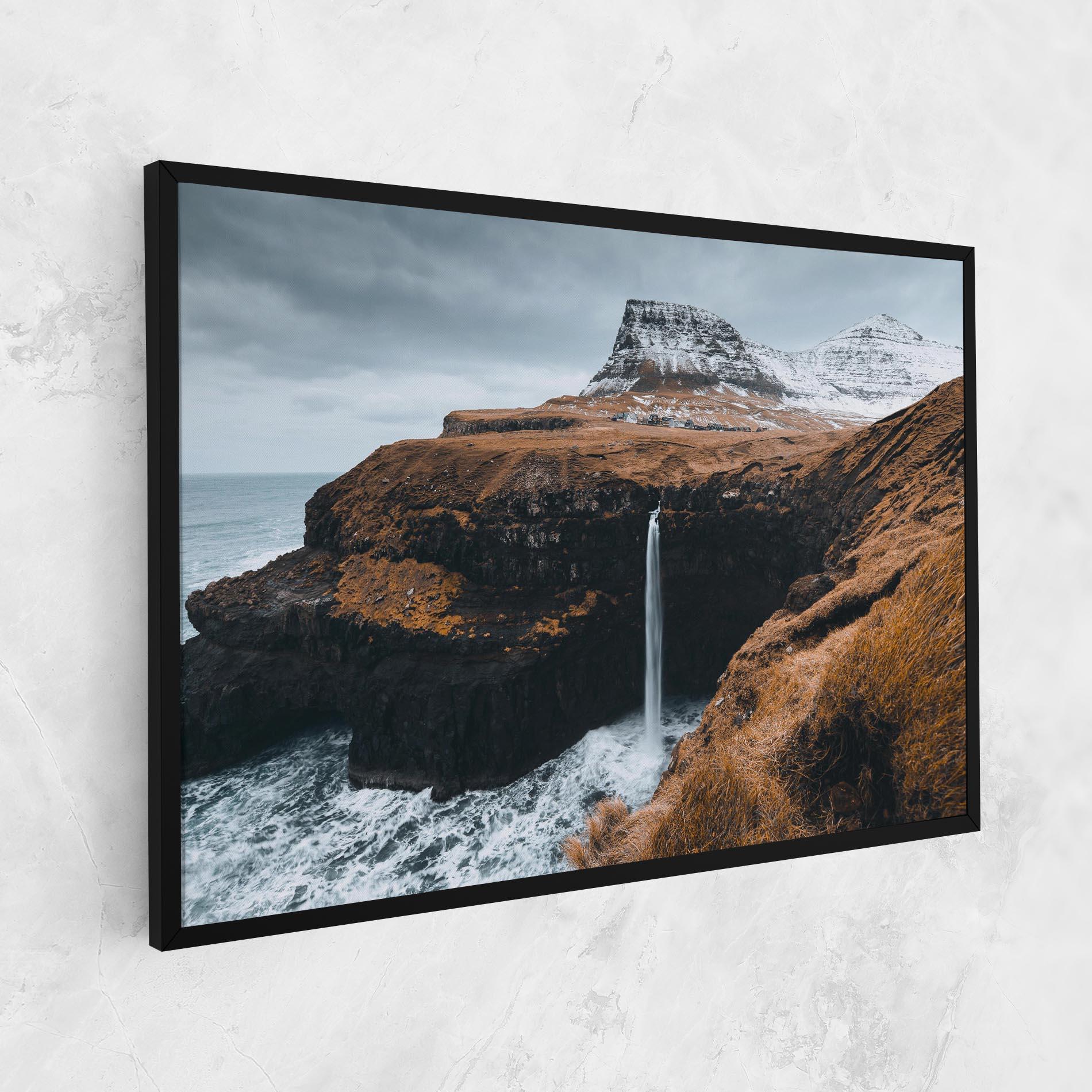 Tablou Canvas Black Houses Waterfall mockup 1