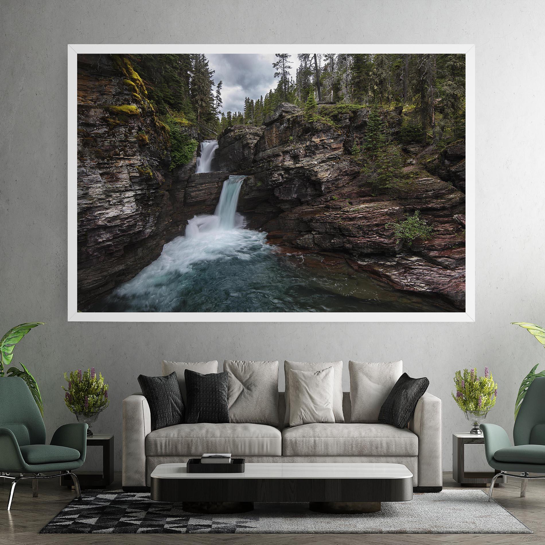 Tablou Canvas Majestic Forest Waterfall mockup 7