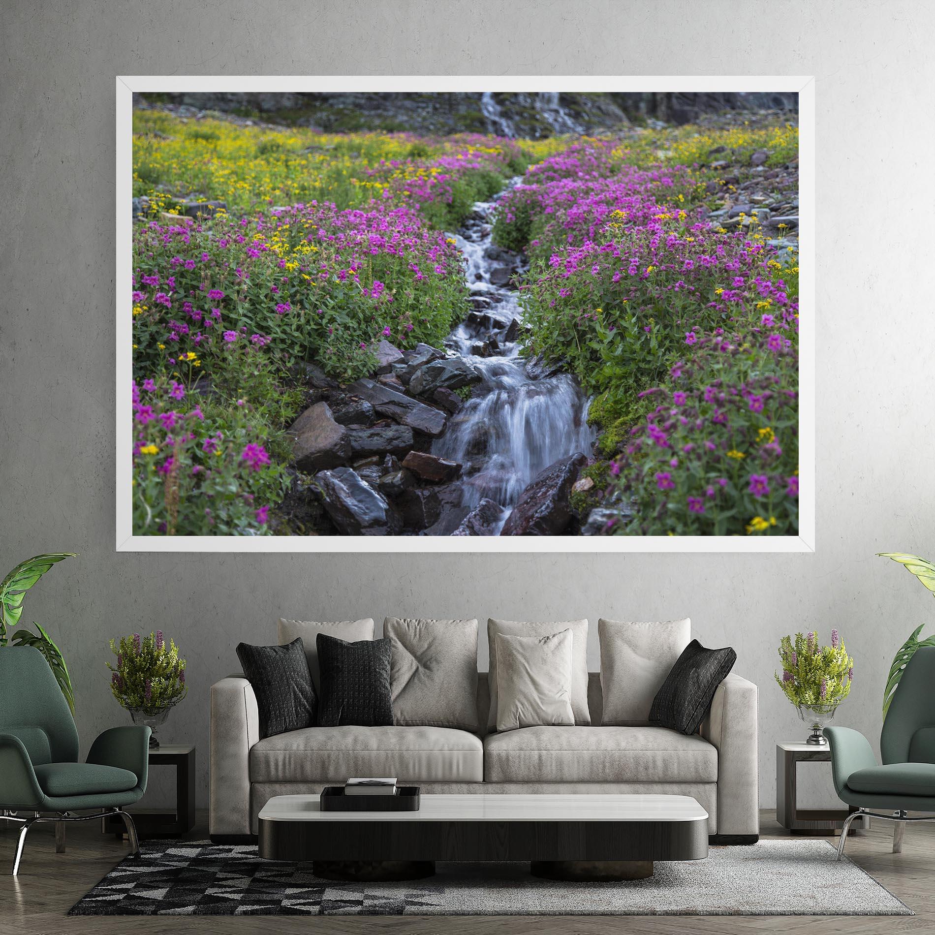 Tablou Canvas Purple Field Waterfall mockup 7