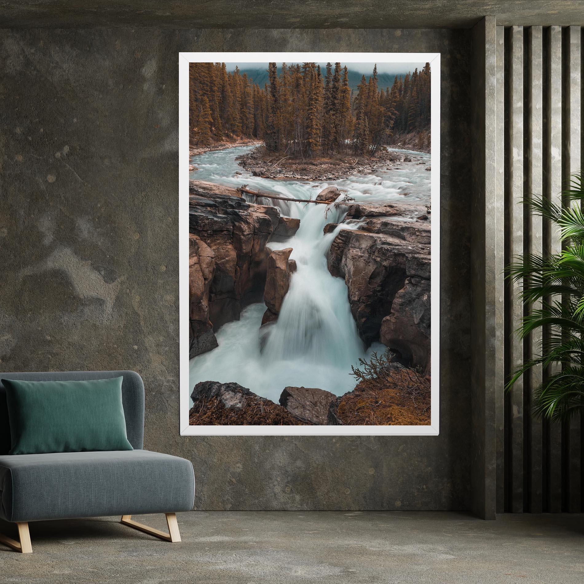 Tablou Canvas Orange Trees Waterfall mockup 7