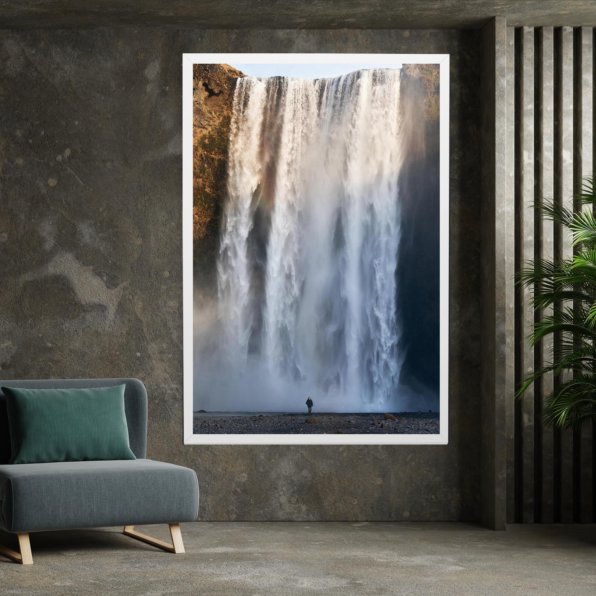 Tablou Canvas Small Man Waterfall mockup 7
