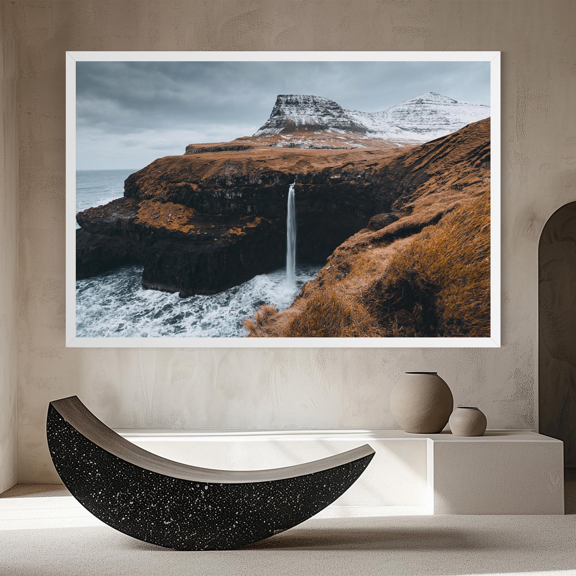 Tablou Canvas Black Houses Waterfall mockup 8