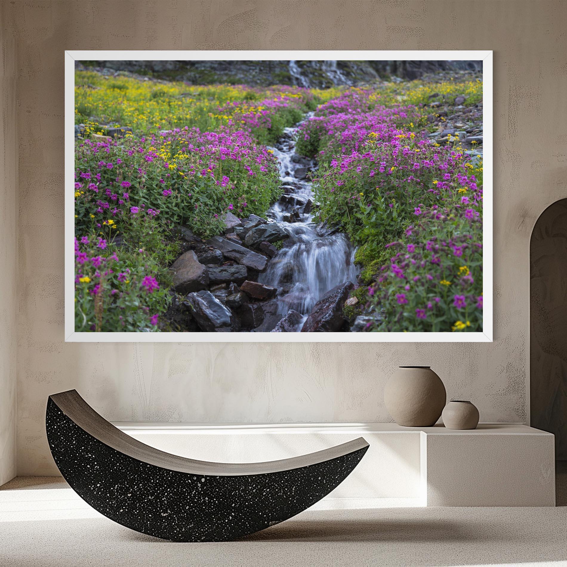 Tablou Canvas Purple Field Waterfall mockup 8
