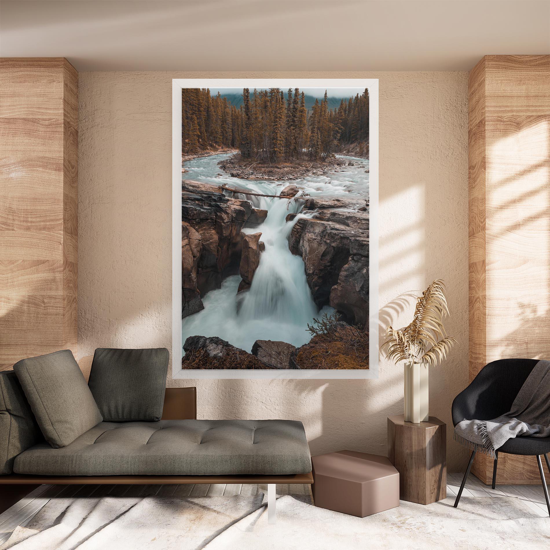 Tablou Canvas Orange Trees Waterfall mockup 8