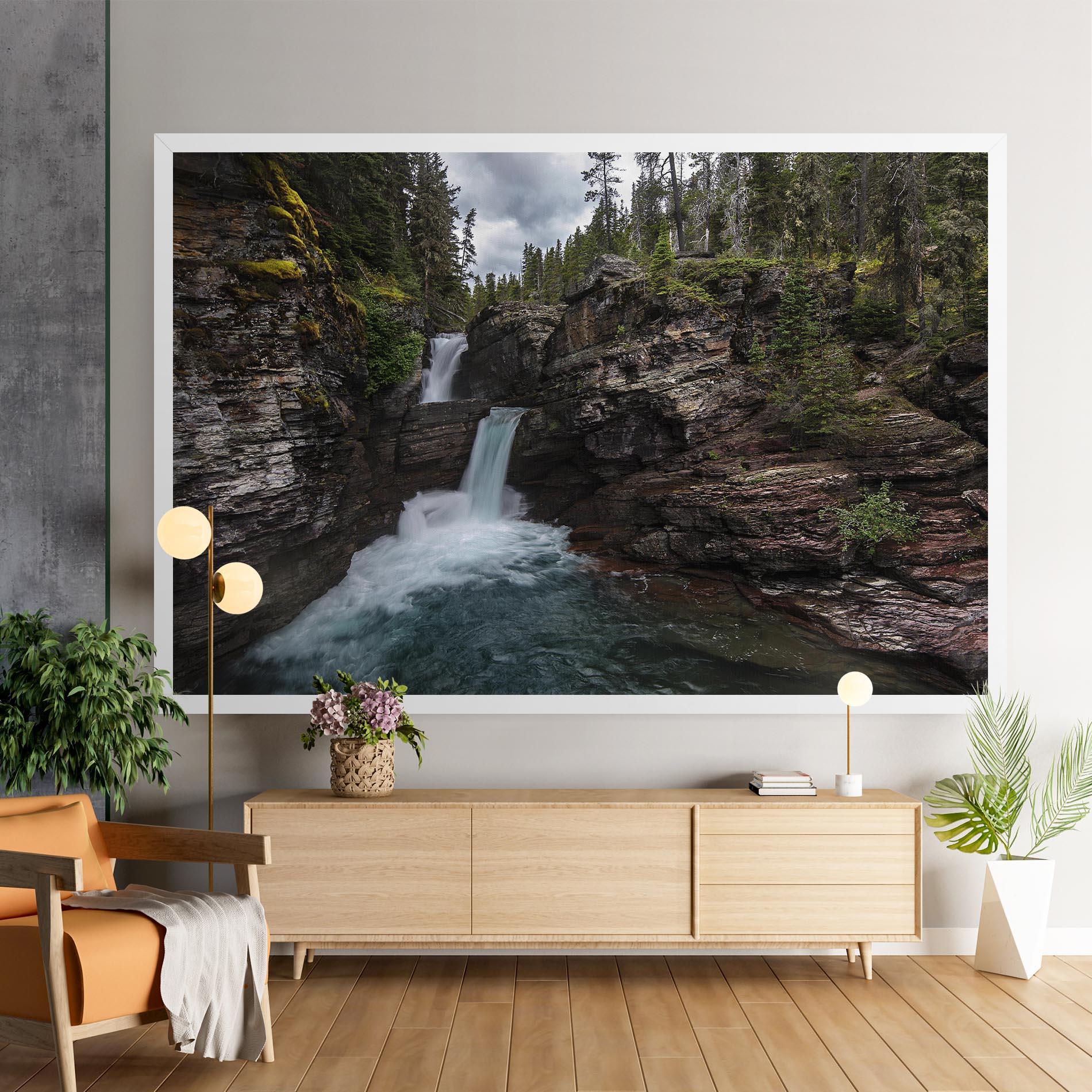 Tablou Canvas Majestic Forest Waterfall mockup 9