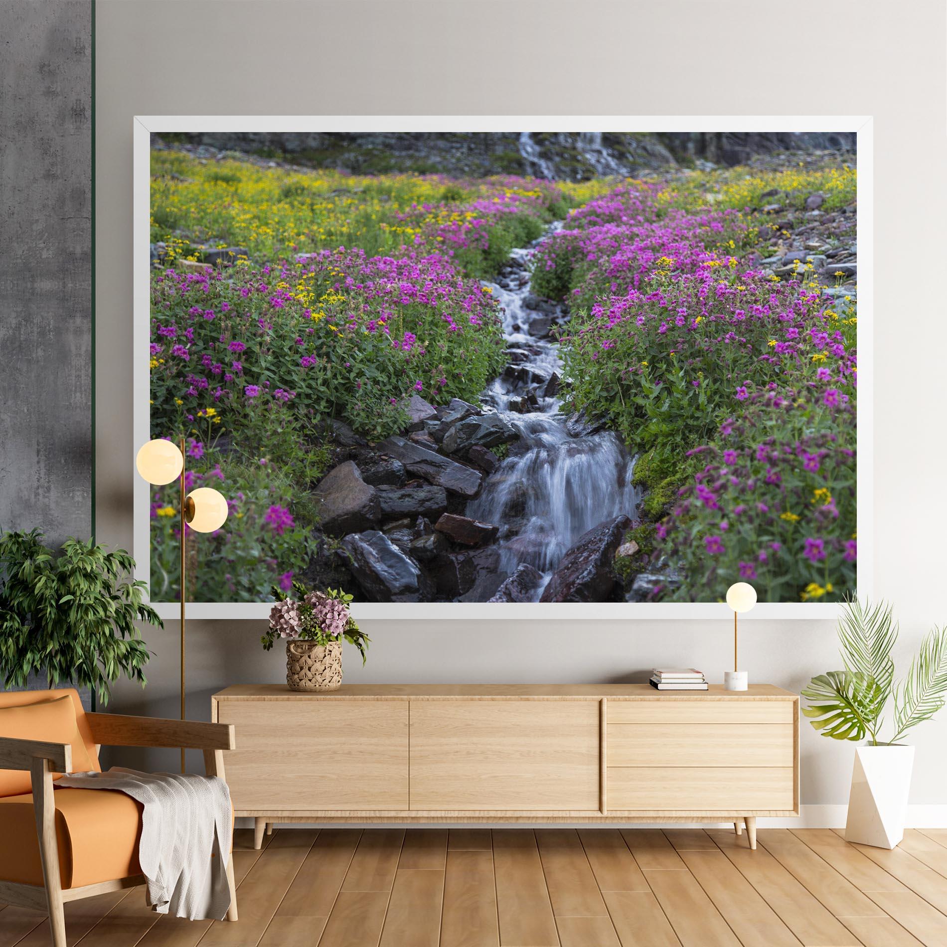 Tablou Canvas Purple Field Waterfall mockup 9