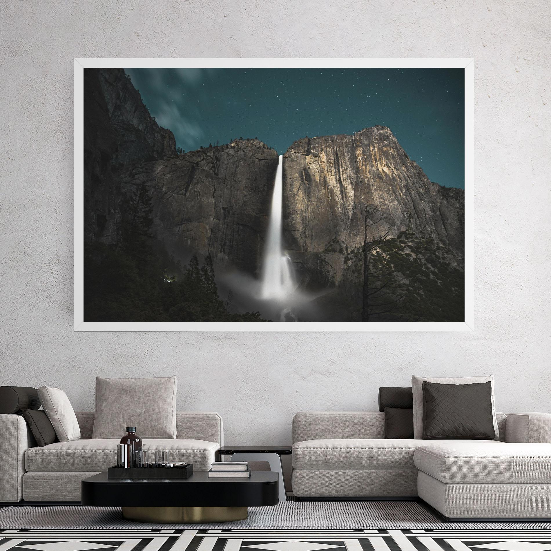 Tablou Canvas Dark Blue Sky Waterfall mockup 2