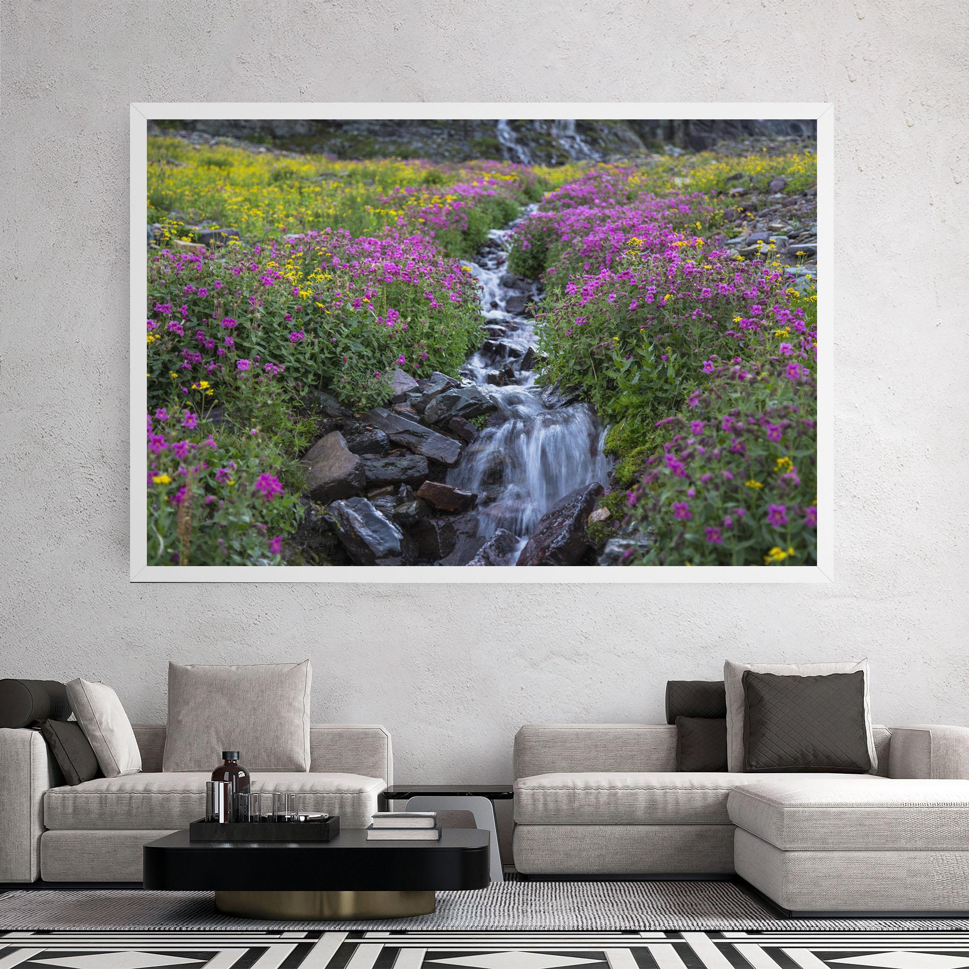 Tablou Canvas Purple Field Waterfall mockup 2