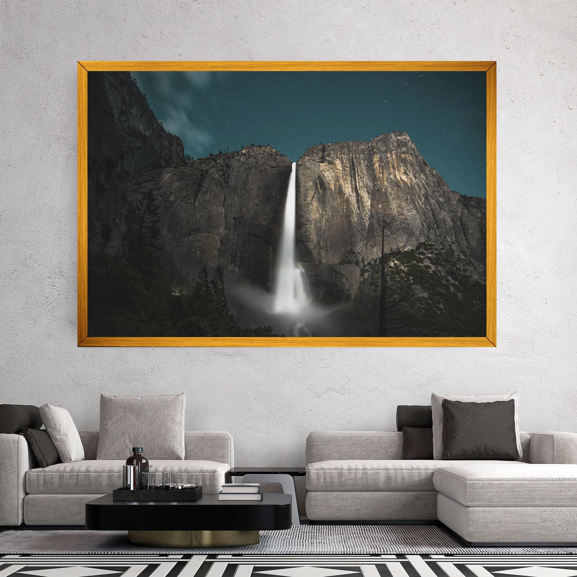 Tablou Canvas Dark Blue Sky Waterfall mockup 2