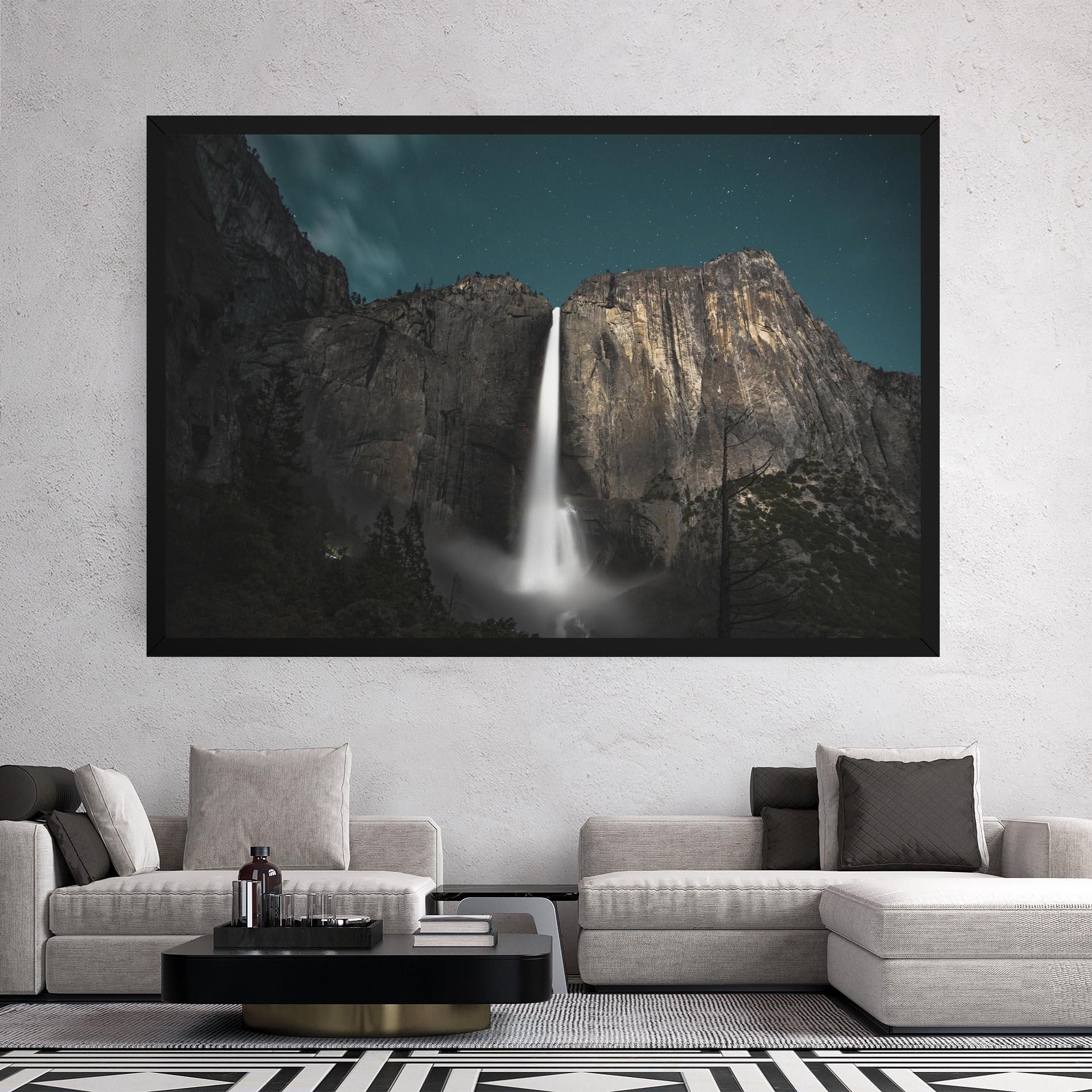 Tablou Canvas Dark Blue Sky Waterfall mockup 2