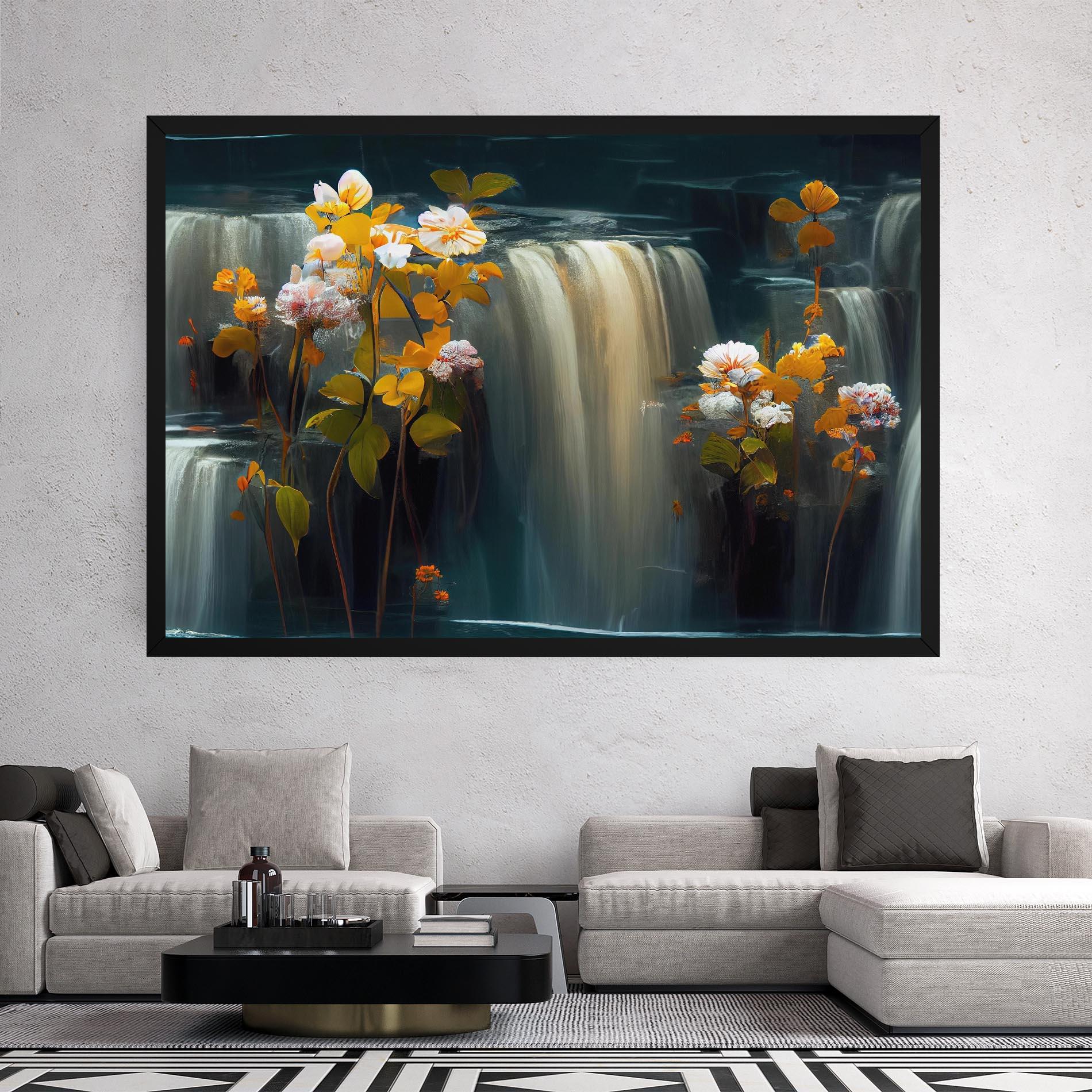 Tablou Canvas Flowers Waterfall mockup 2