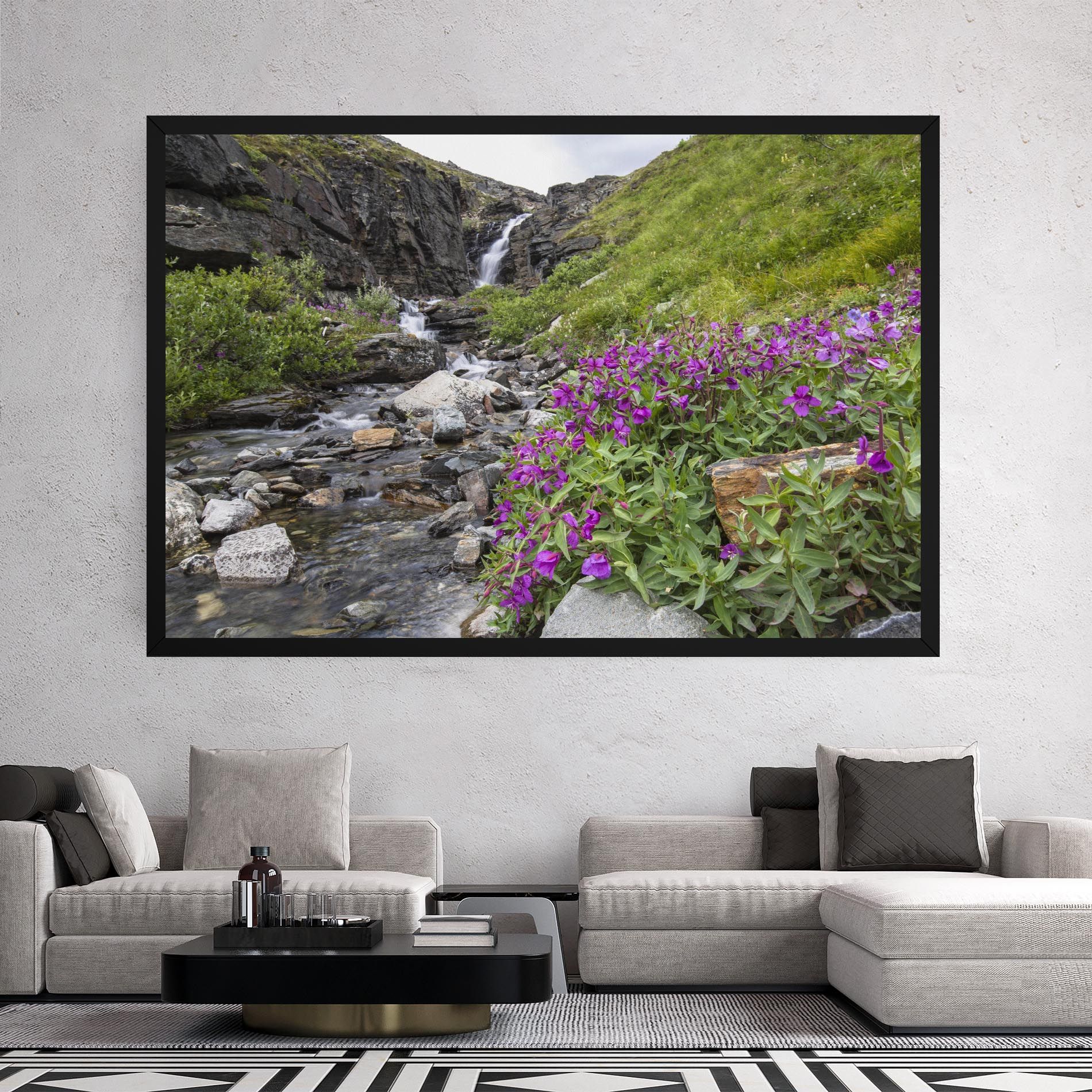 Purple Flowers Waterfall mockup 2