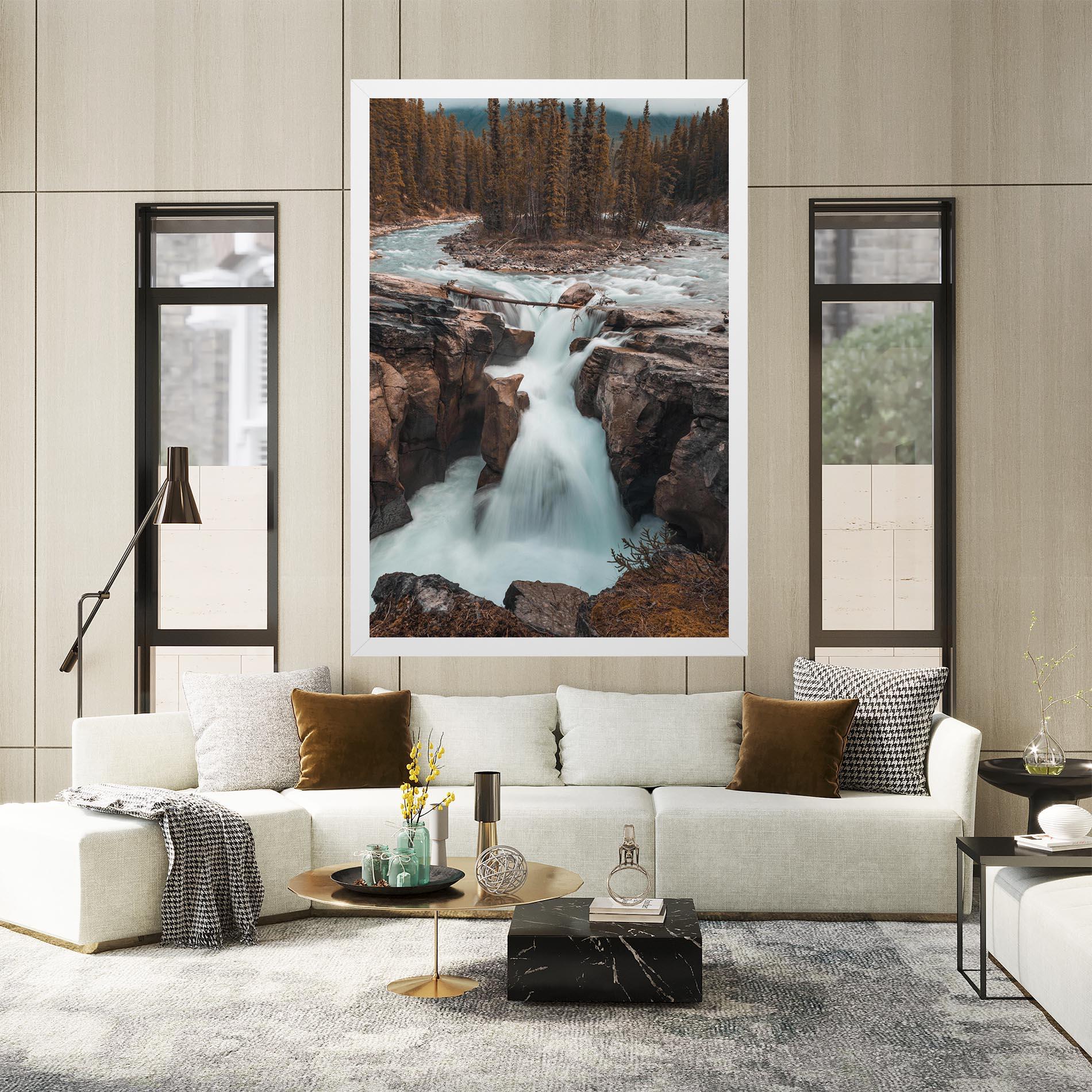 Tablou Canvas Orange Trees Waterfall mockup 2