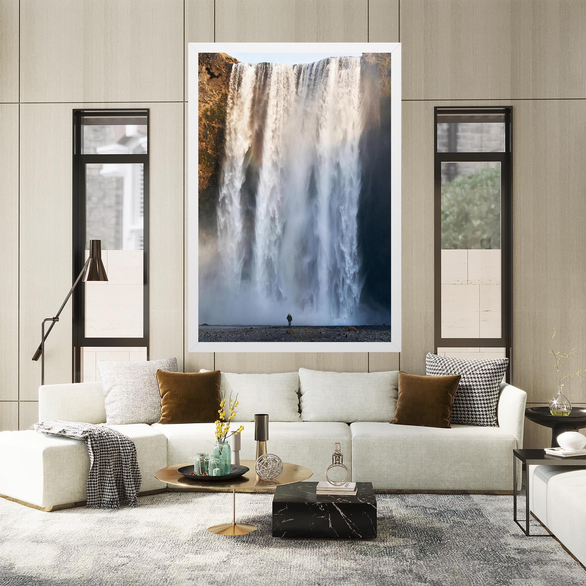 Tablou Canvas Small Man Waterfall mockup 2