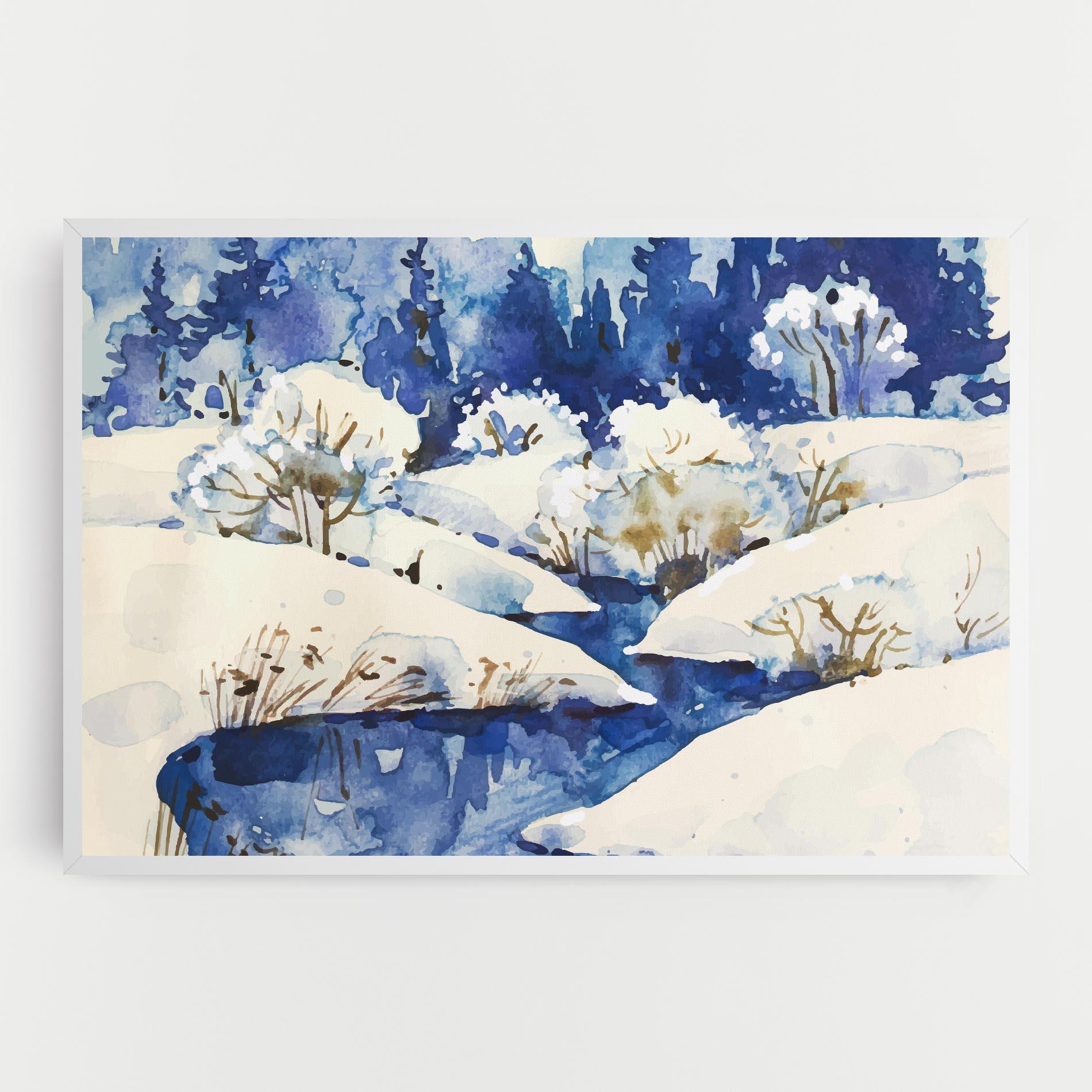 Tablou Canvas Blue Trees Winter mockup 0
