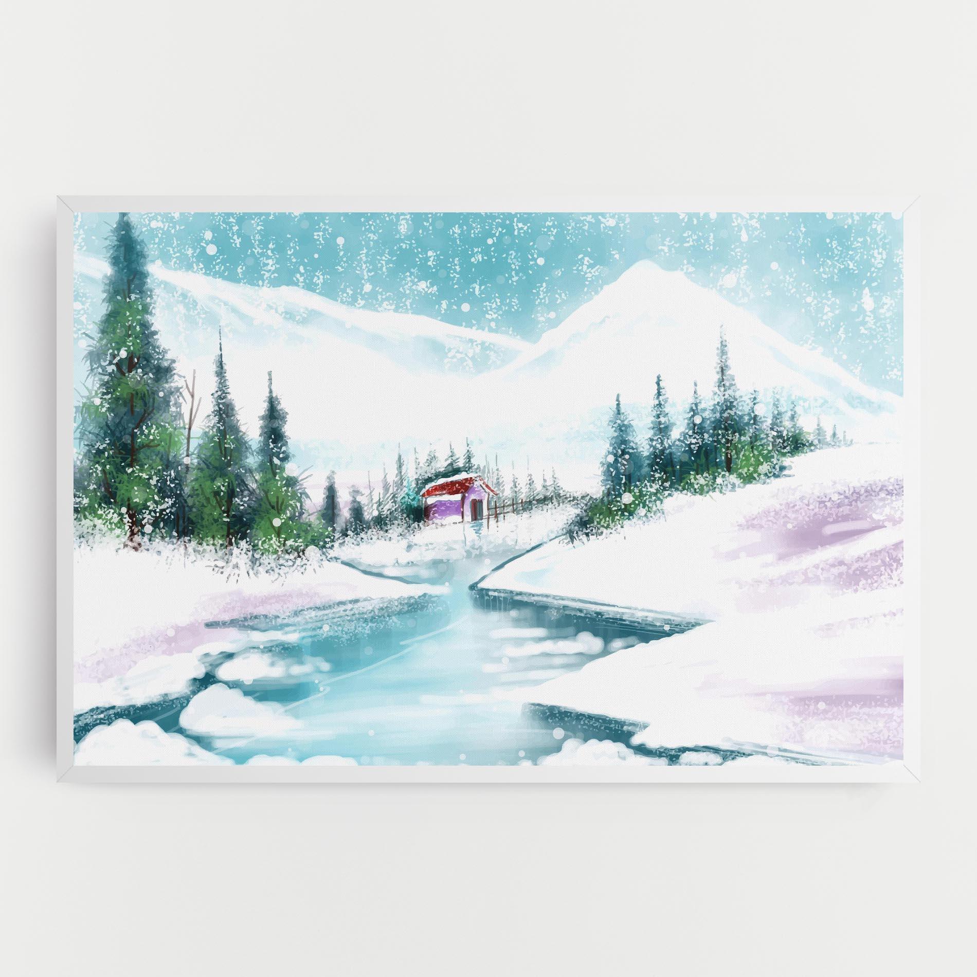 Tablou Canvas Purple House Winter mockup 0