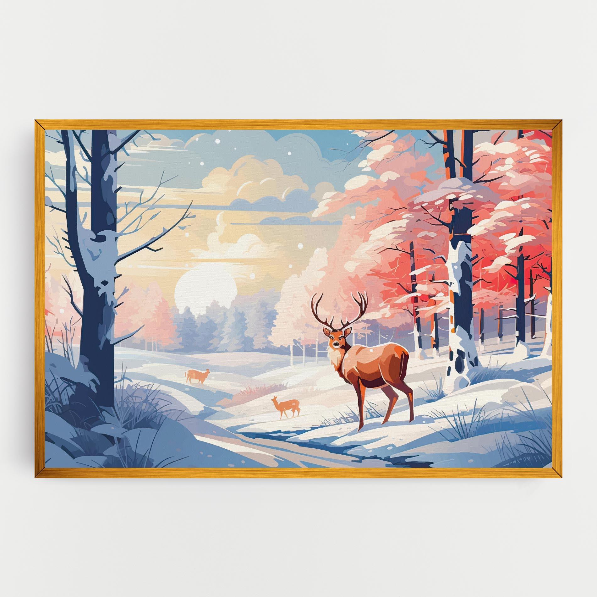 Tablou Canvas Winter Deer Art mockup 0