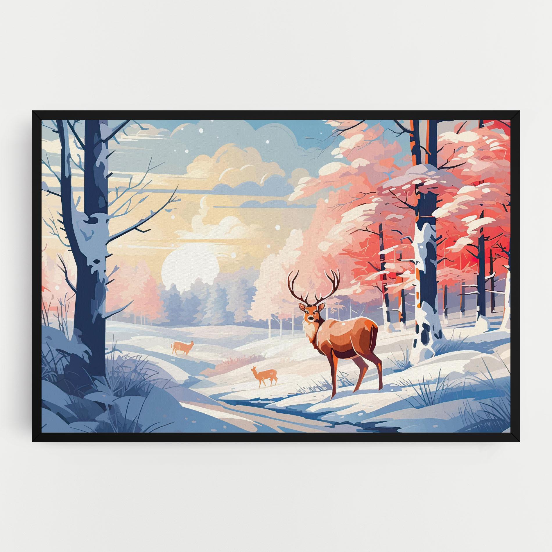 Tablou Canvas Winter Deer Art mockup 0