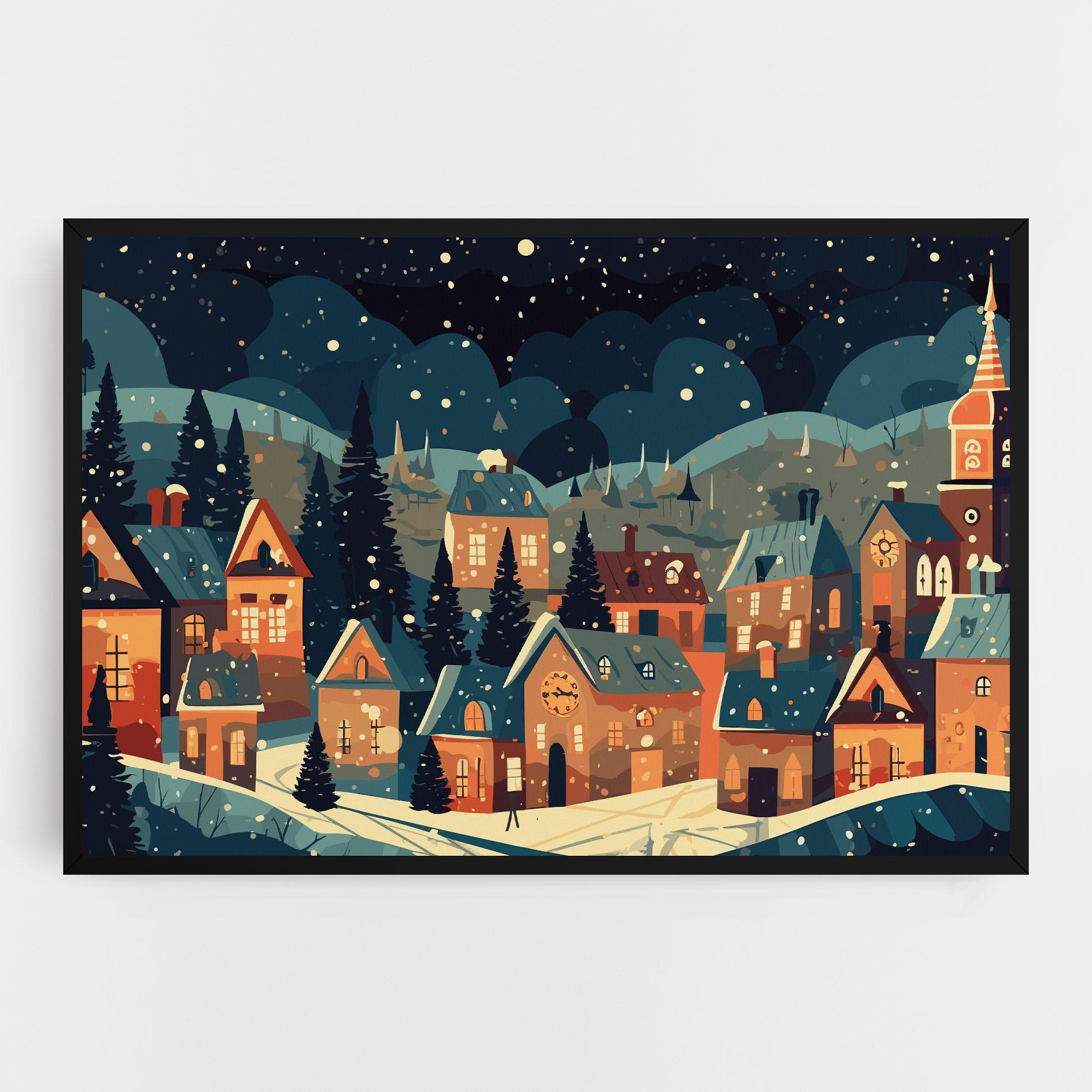 Tablou Canvas Winter View Houses mockup 0