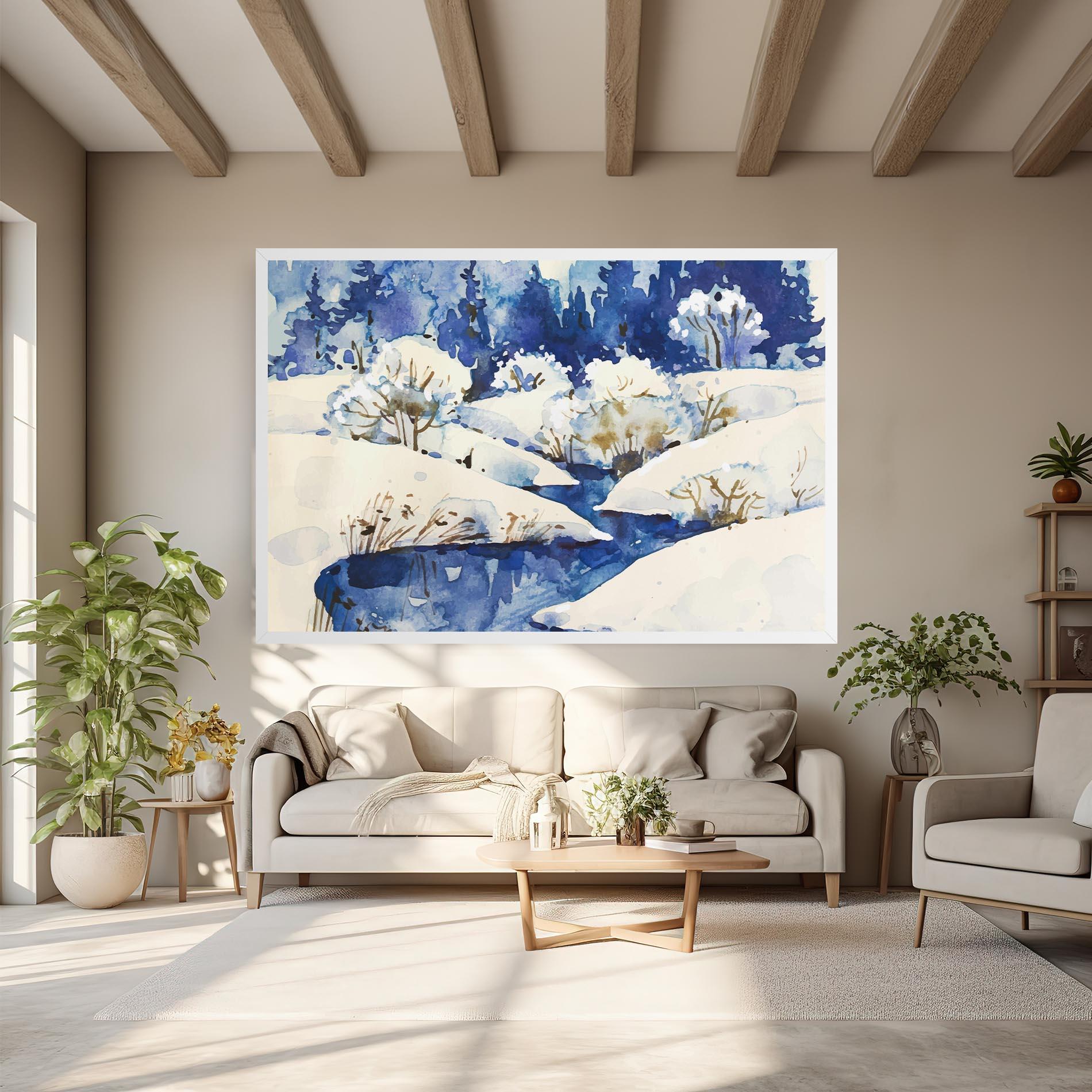 Tablou Canvas Blue Trees Winter mockup 6