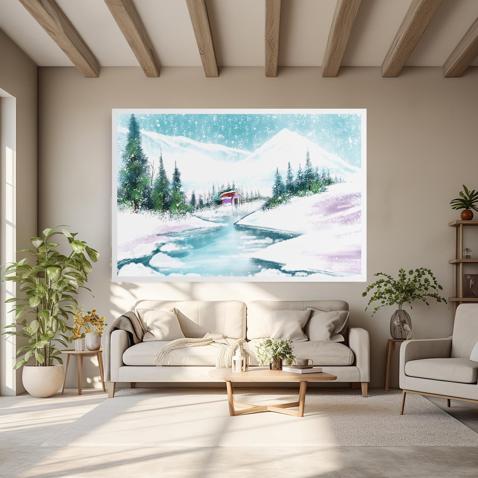 Tablou Canvas Purple House Winter mockup 6
