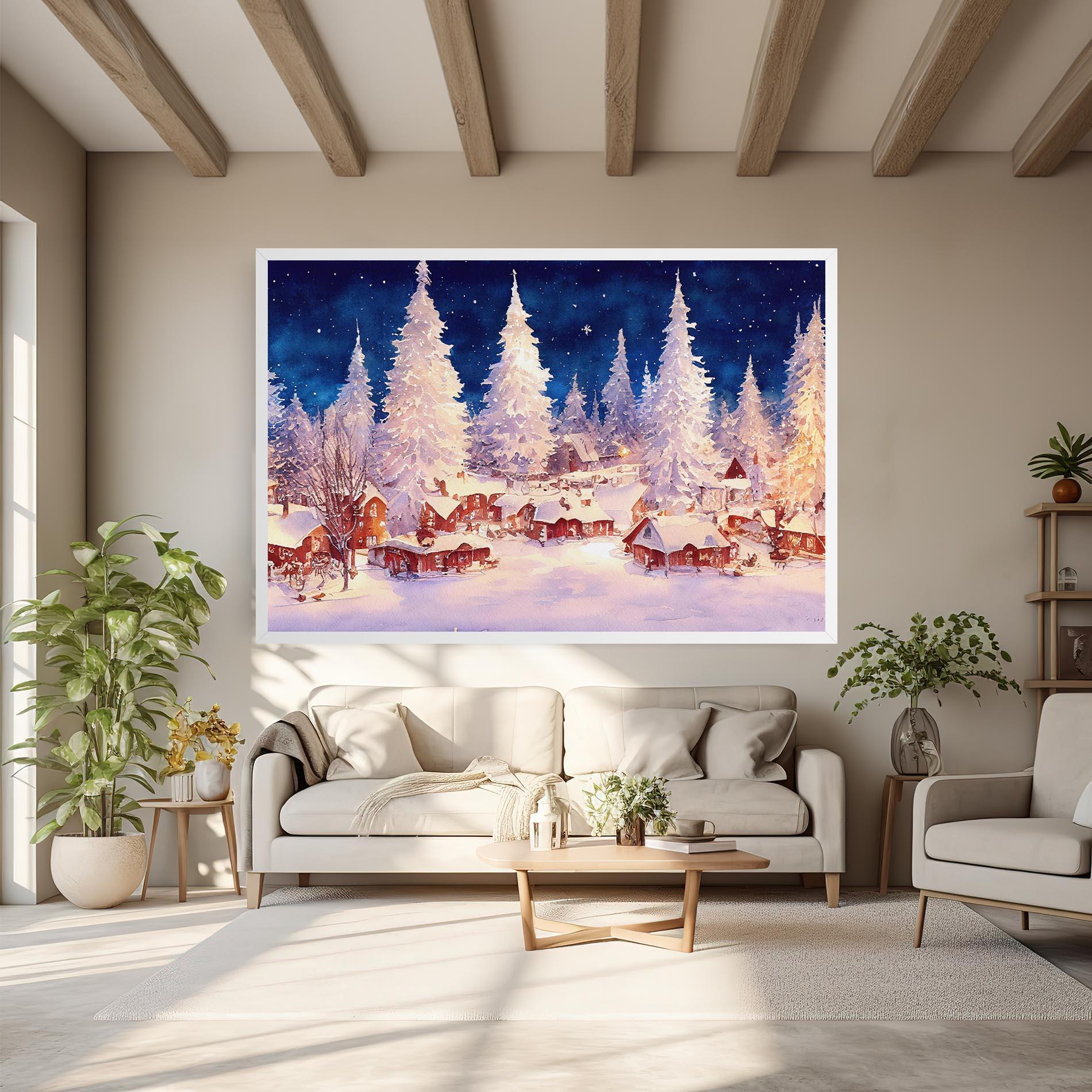 Tablou Canvas Snow Falling Painting mockup 6