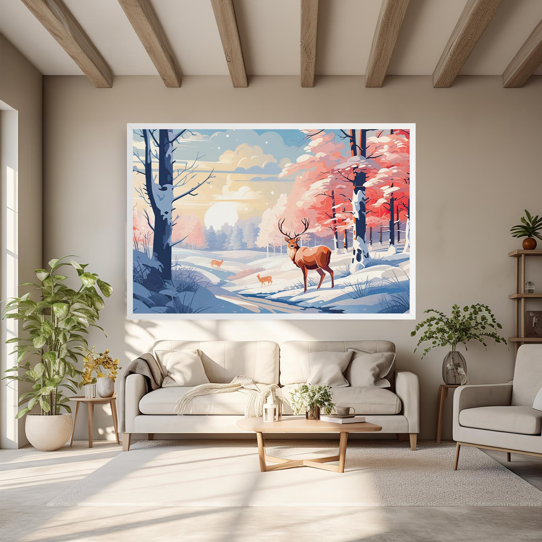Tablou Canvas Winter Deer Art mockup 6