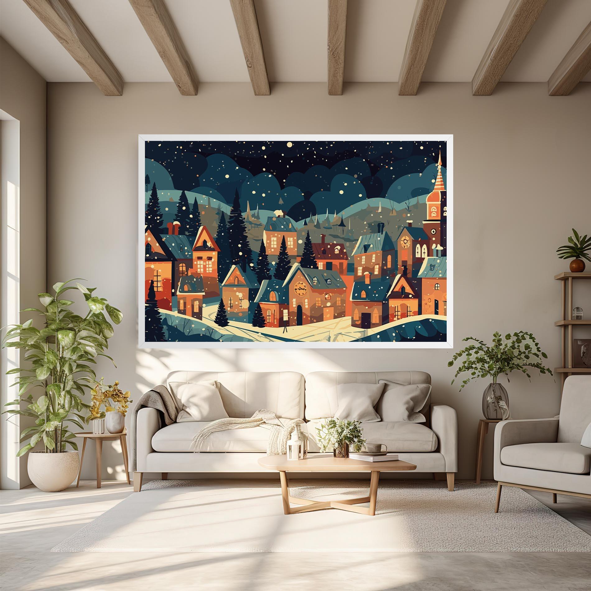 Tablou Canvas Winter View Houses mockup 6