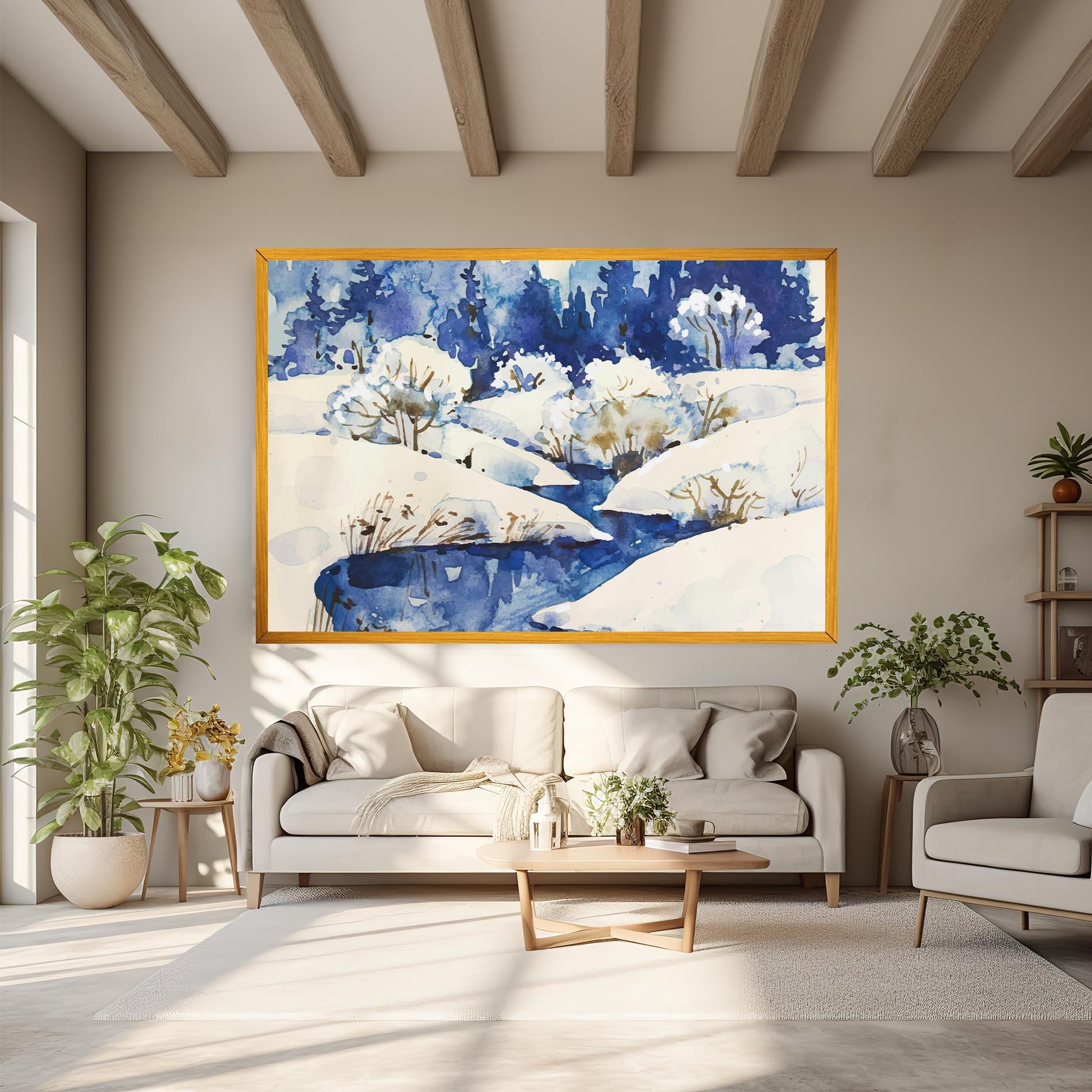 Tablou Canvas Blue Trees Winter mockup 6