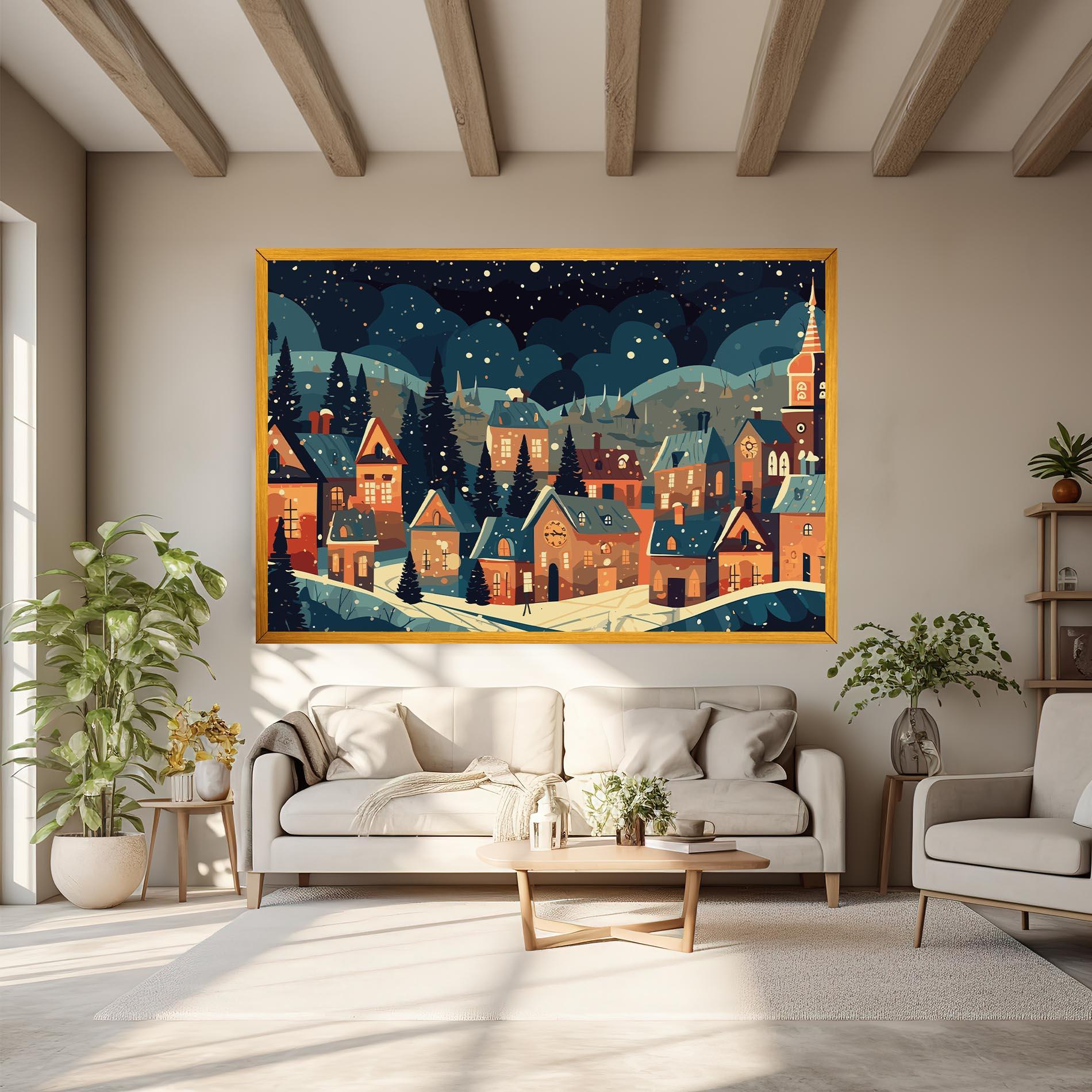 Tablou Canvas Winter View Houses mockup 6