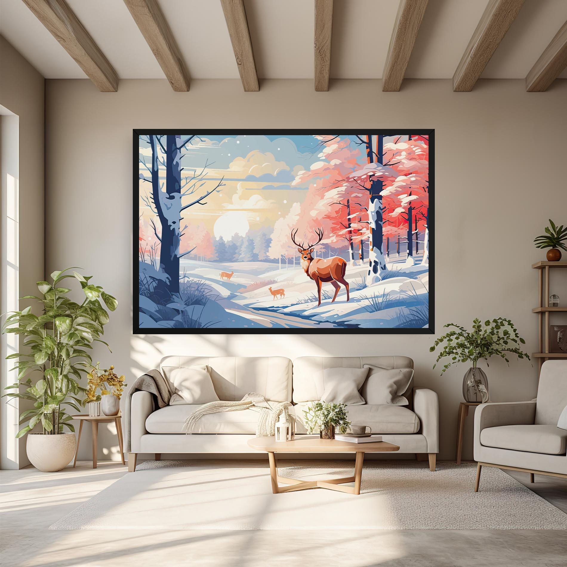 Tablou Canvas Winter Deer Art mockup 6