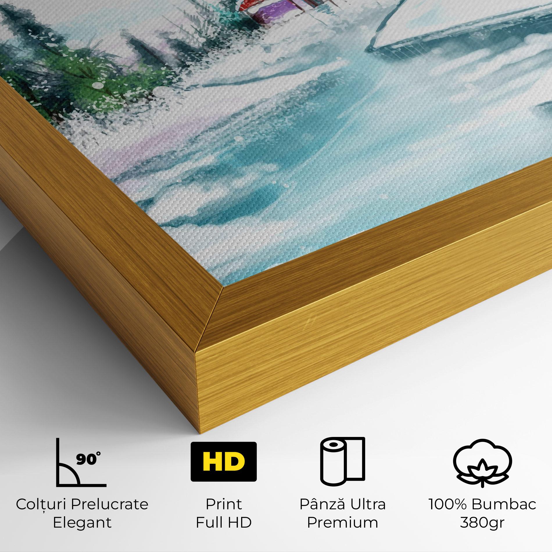 Tablou Canvas Purple House Winter mockup 4