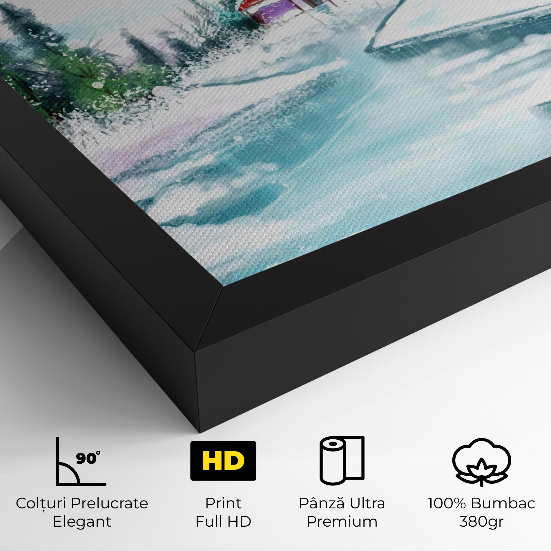 Tablou Canvas Purple House Winter mockup 4