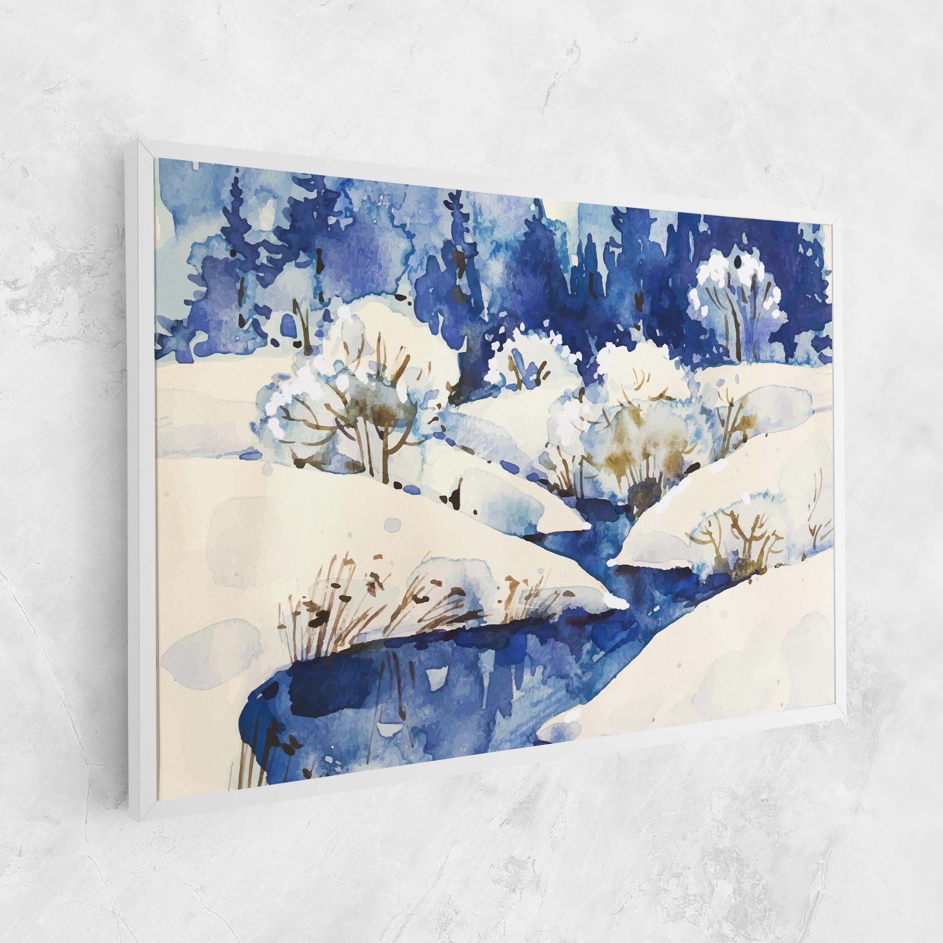 Tablou Canvas Blue Trees Winter mockup 1