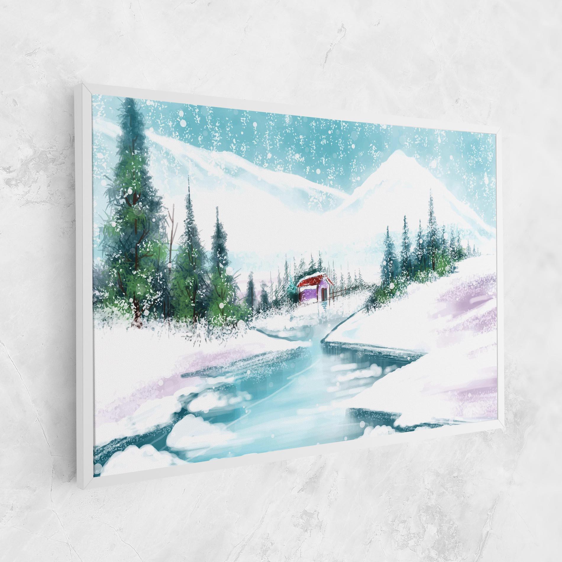 Tablou Canvas Purple House Winter mockup 1