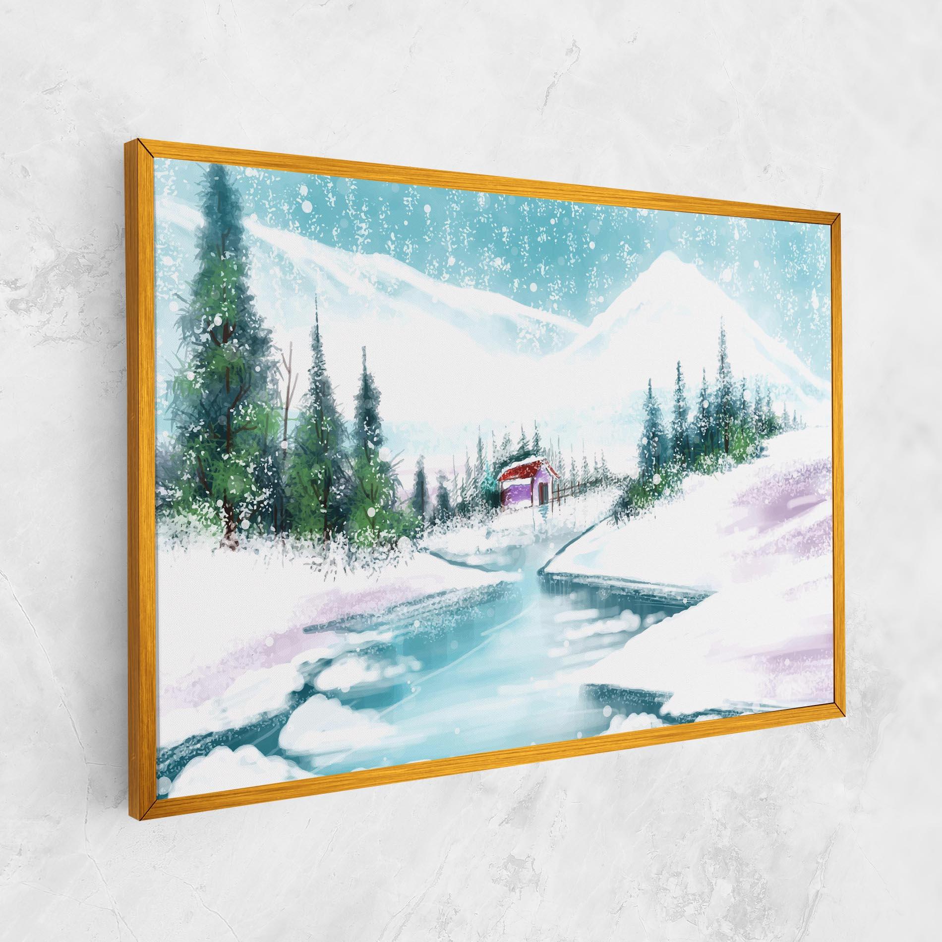 Tablou Canvas Purple House Winter mockup 1