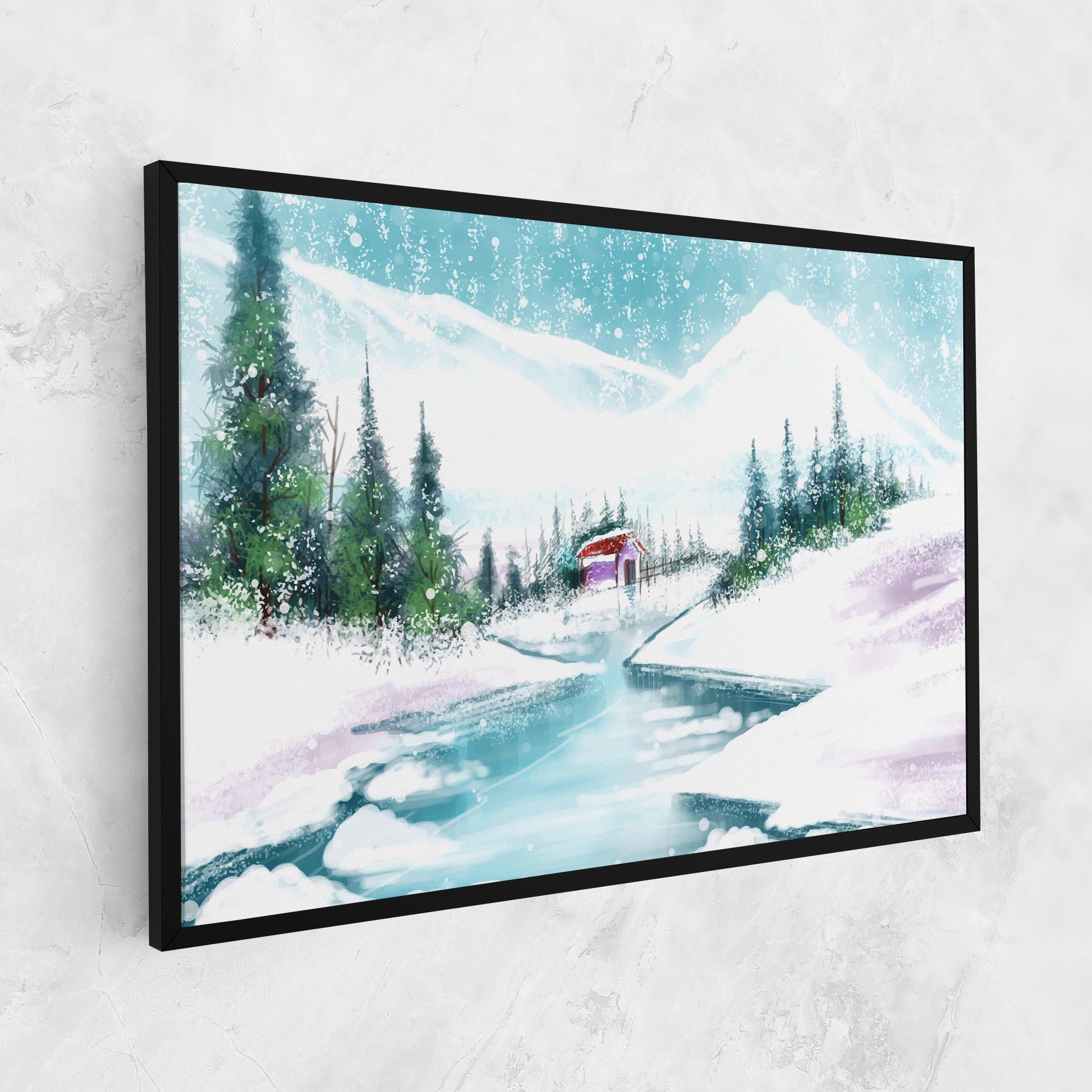 Tablou Canvas Purple House Winter mockup 1