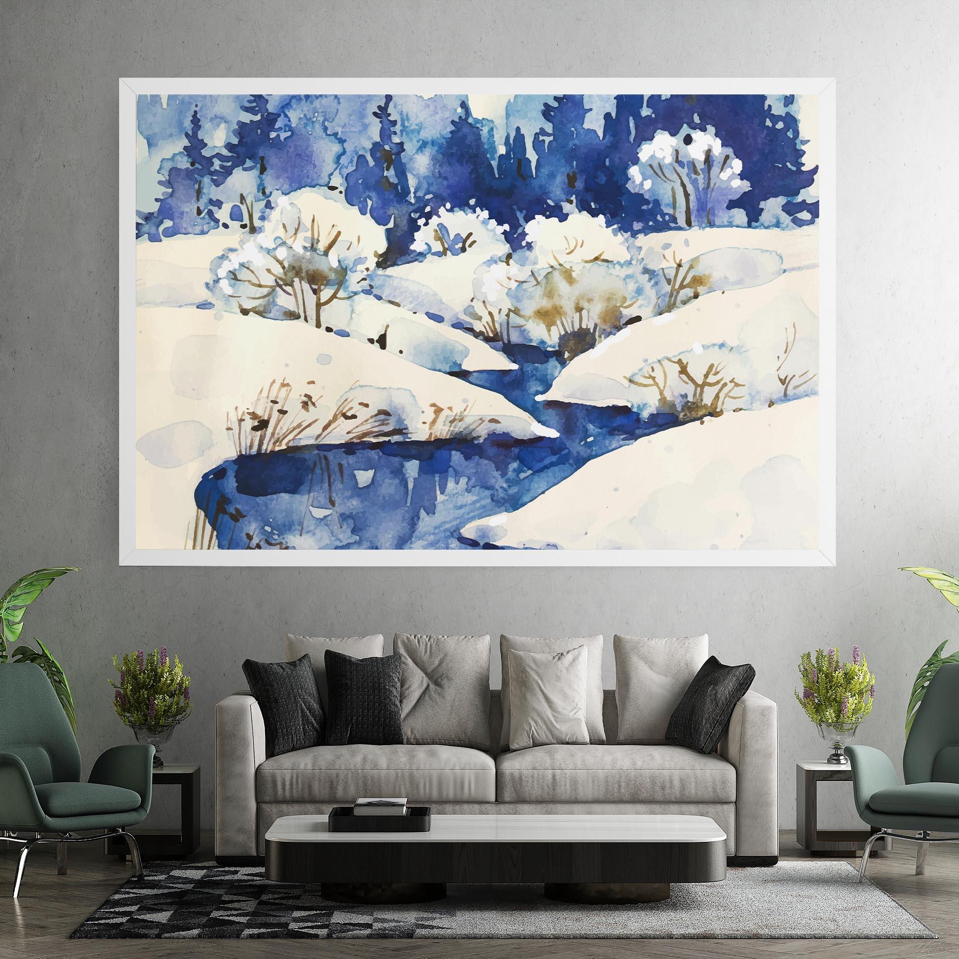 Tablou Canvas Blue Trees Winter mockup 7