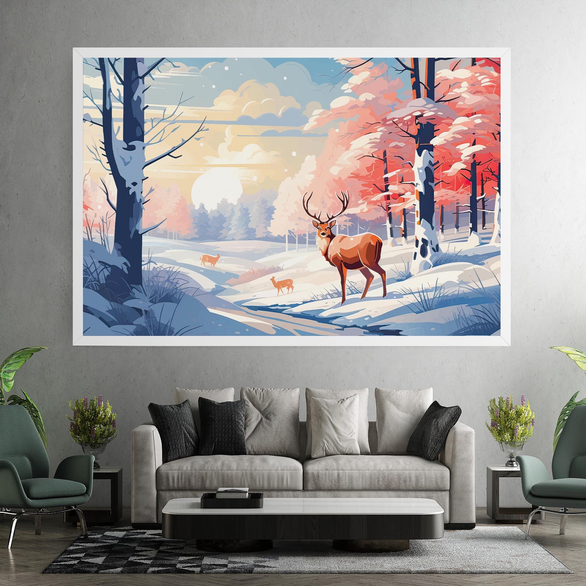 Tablou Canvas Winter Deer Art mockup 7
