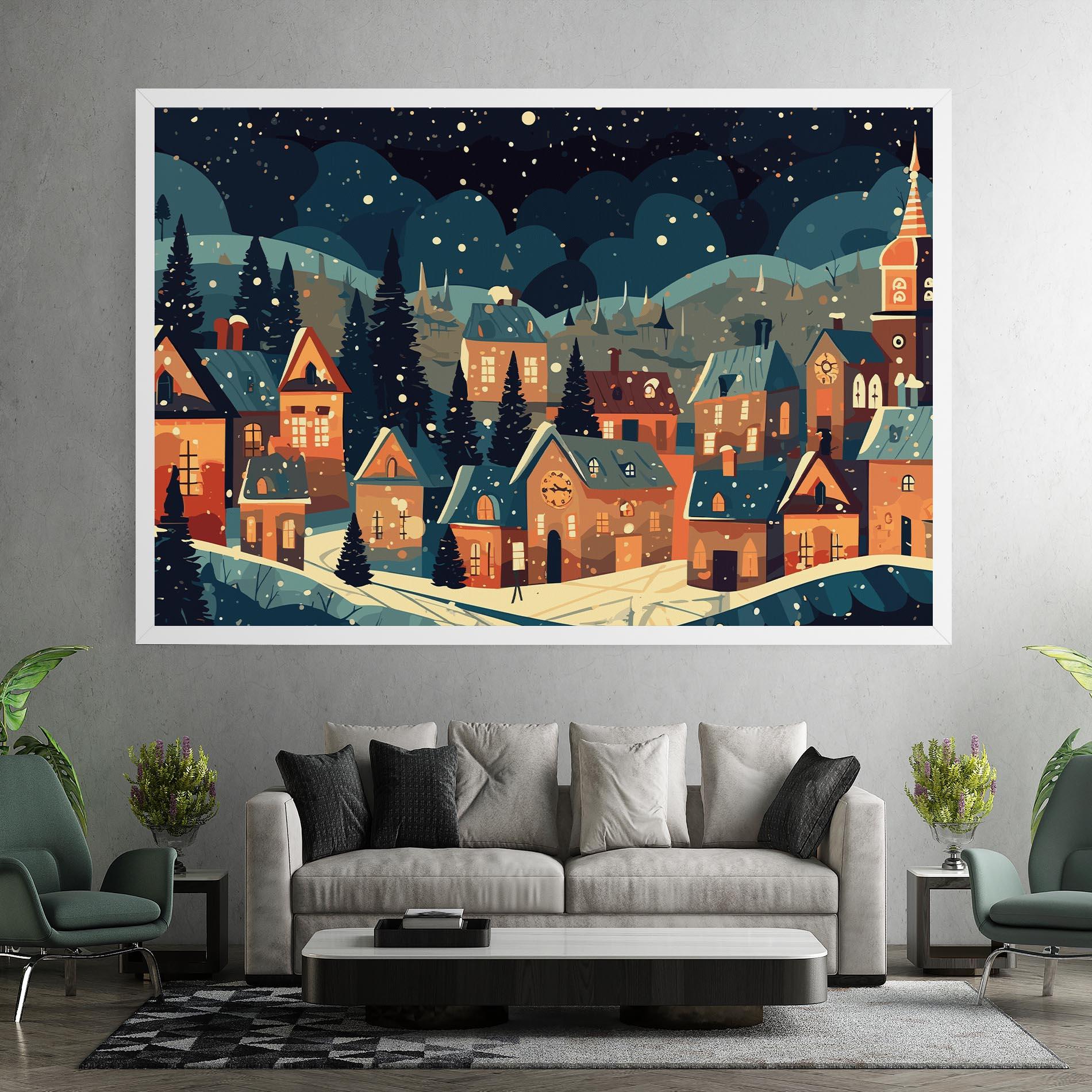 Tablou Canvas Winter View Houses mockup 7